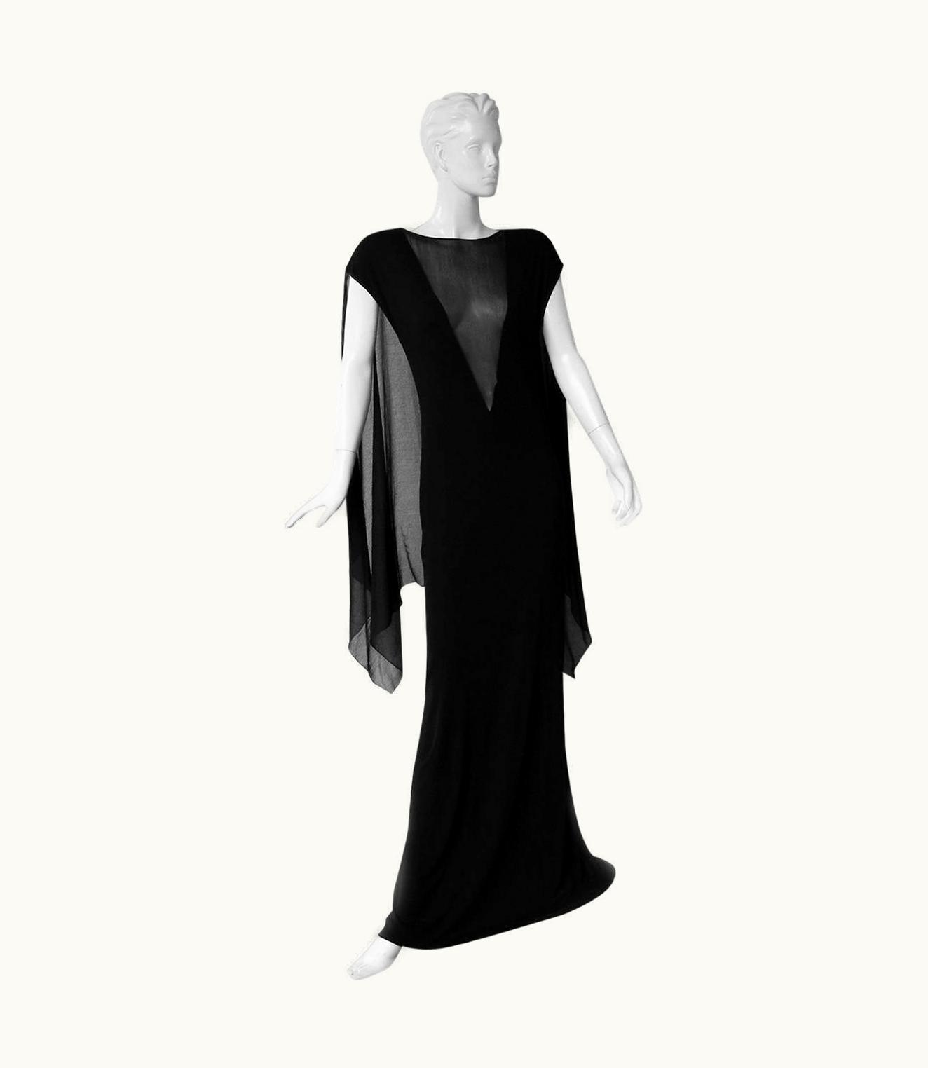 Jean-Paul Gaultier Jean Paul Gaultier Dramatic Goth Dress Gown With Flowing Cape New