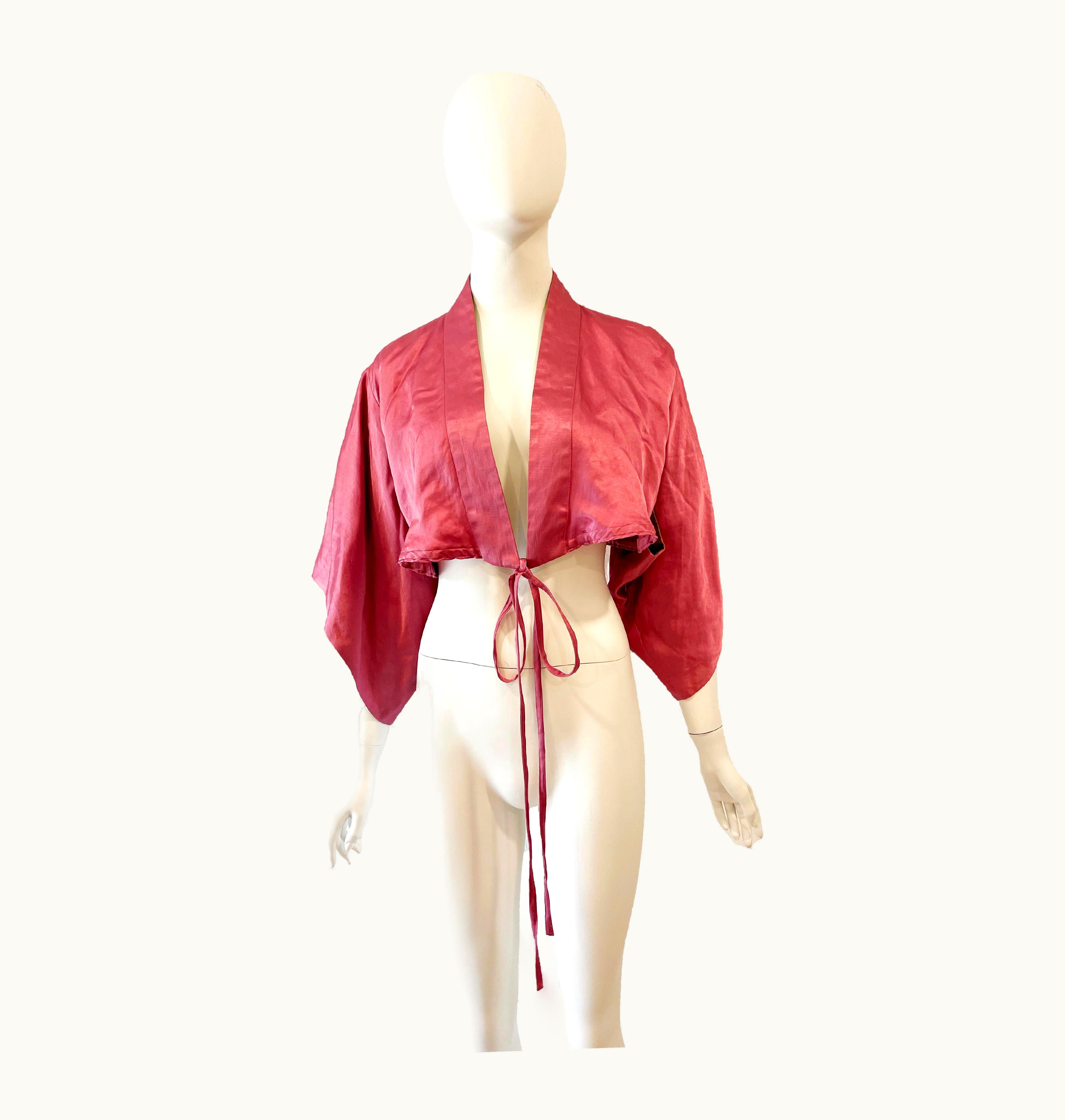 Jean-Paul Gaultier Vintage S/S 1999 Jean Paul Gaultier Pink Kimono Crop Top