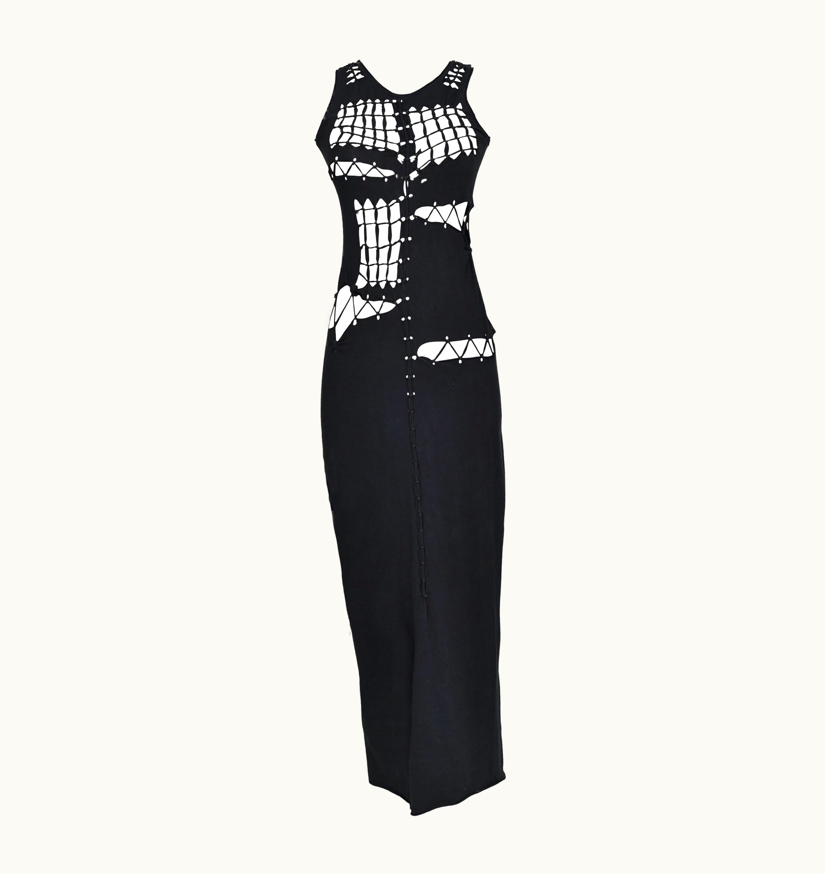 Jean-Paul Gaultier S/S 2001 Jean Paul Gaultier Intricate Black Cotton Cutout Dress