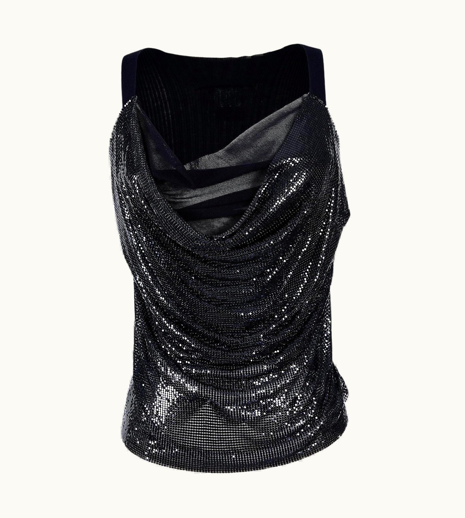 Jean-Paul Gaultier S/S 2009 Jean Paul Gaultier Black Cowl Neck Chainmail Top