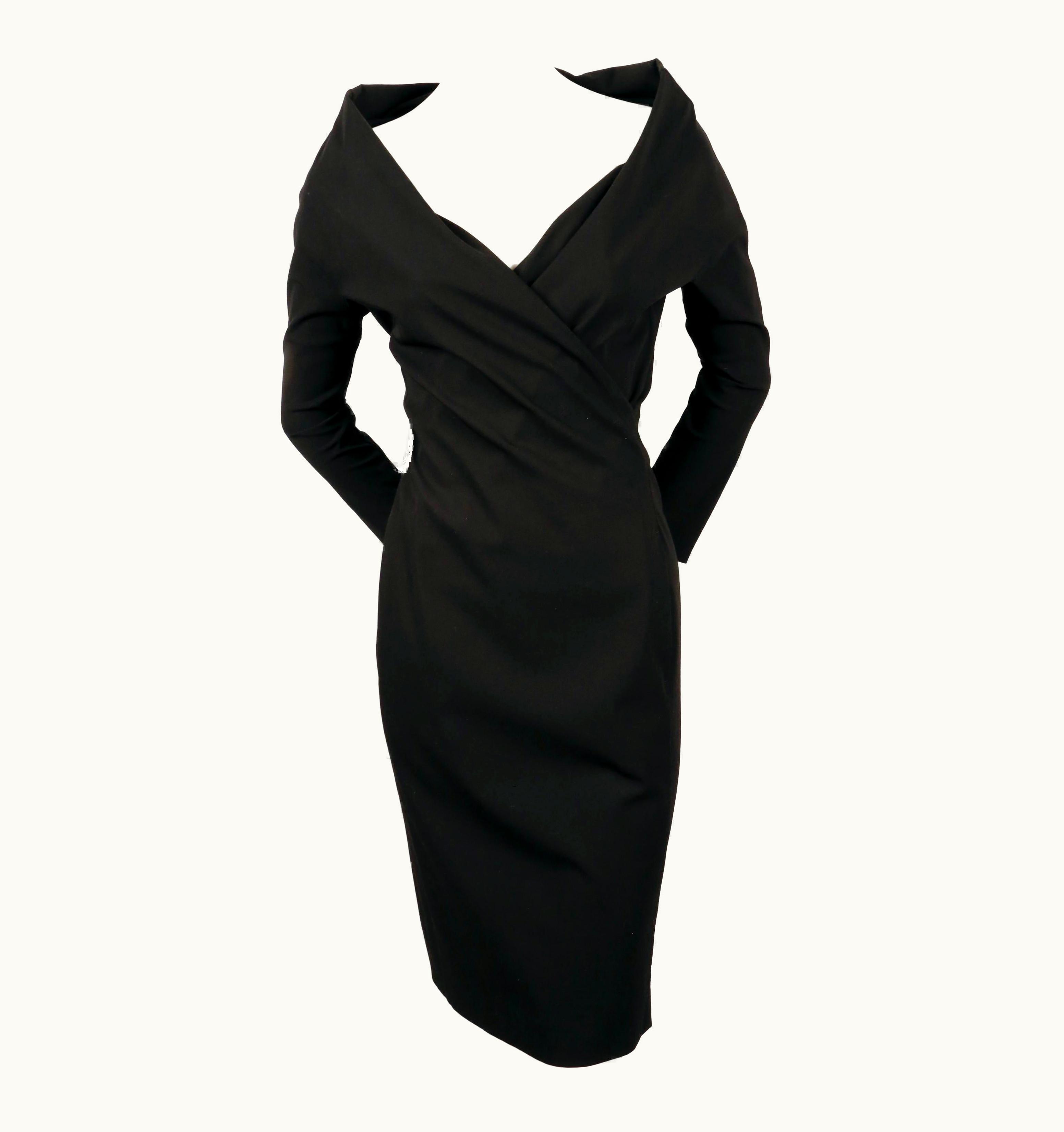 Jean-Paul Gaultier 1990' Jean Paul Gaultier Black Wrap Dress With Raised Neckline