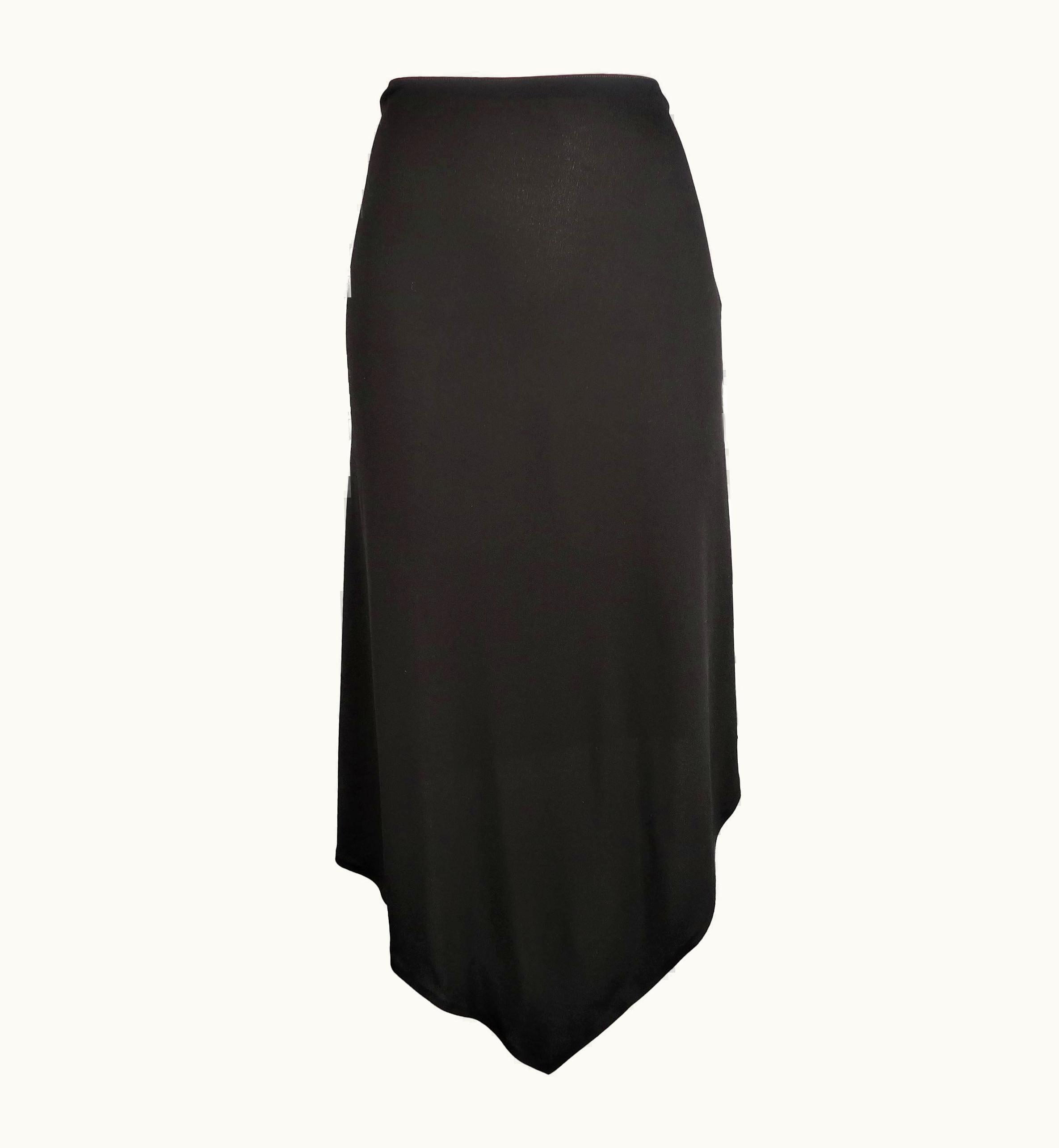 Jean-Paul Gaultier Jean Paul Gaultier Black Rayon Asymmetrical Point Hem A Line Skirt