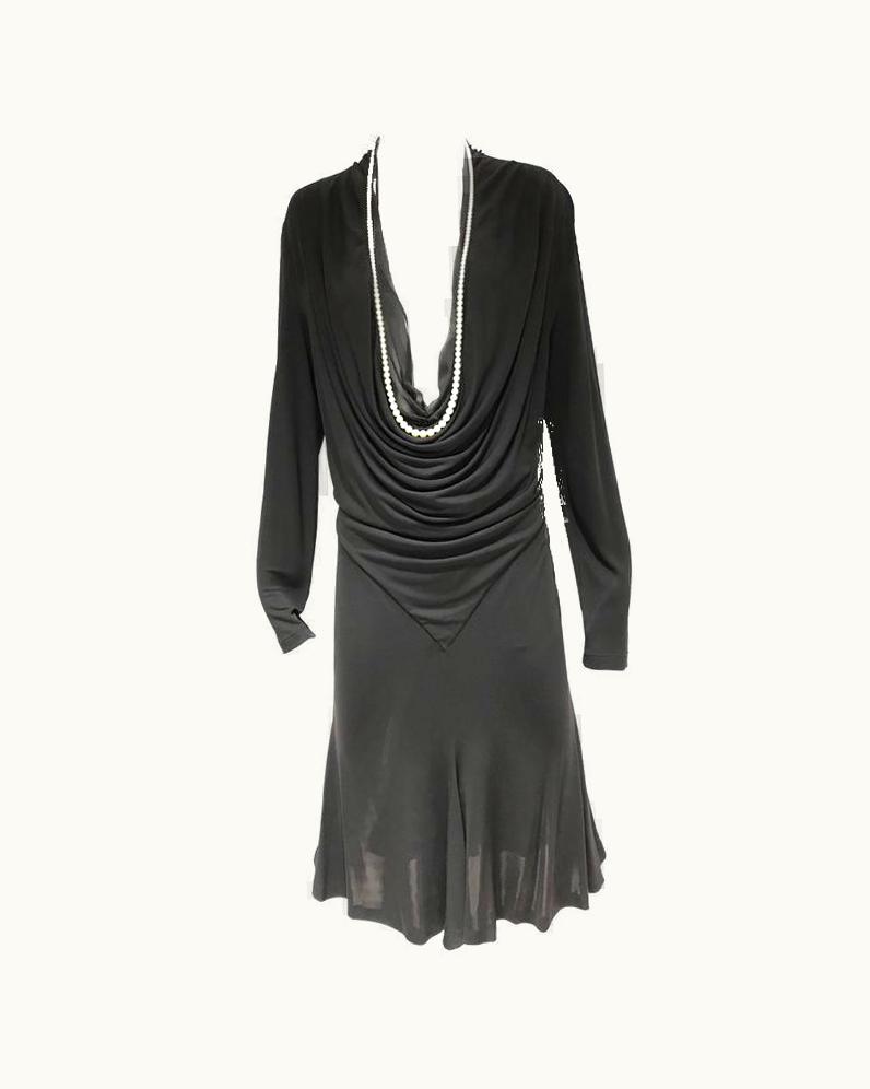 Jean-Paul Gaultier Vintage Jean Paul Gaultier Plunging Neckline Knit Dress With Pearl Collar