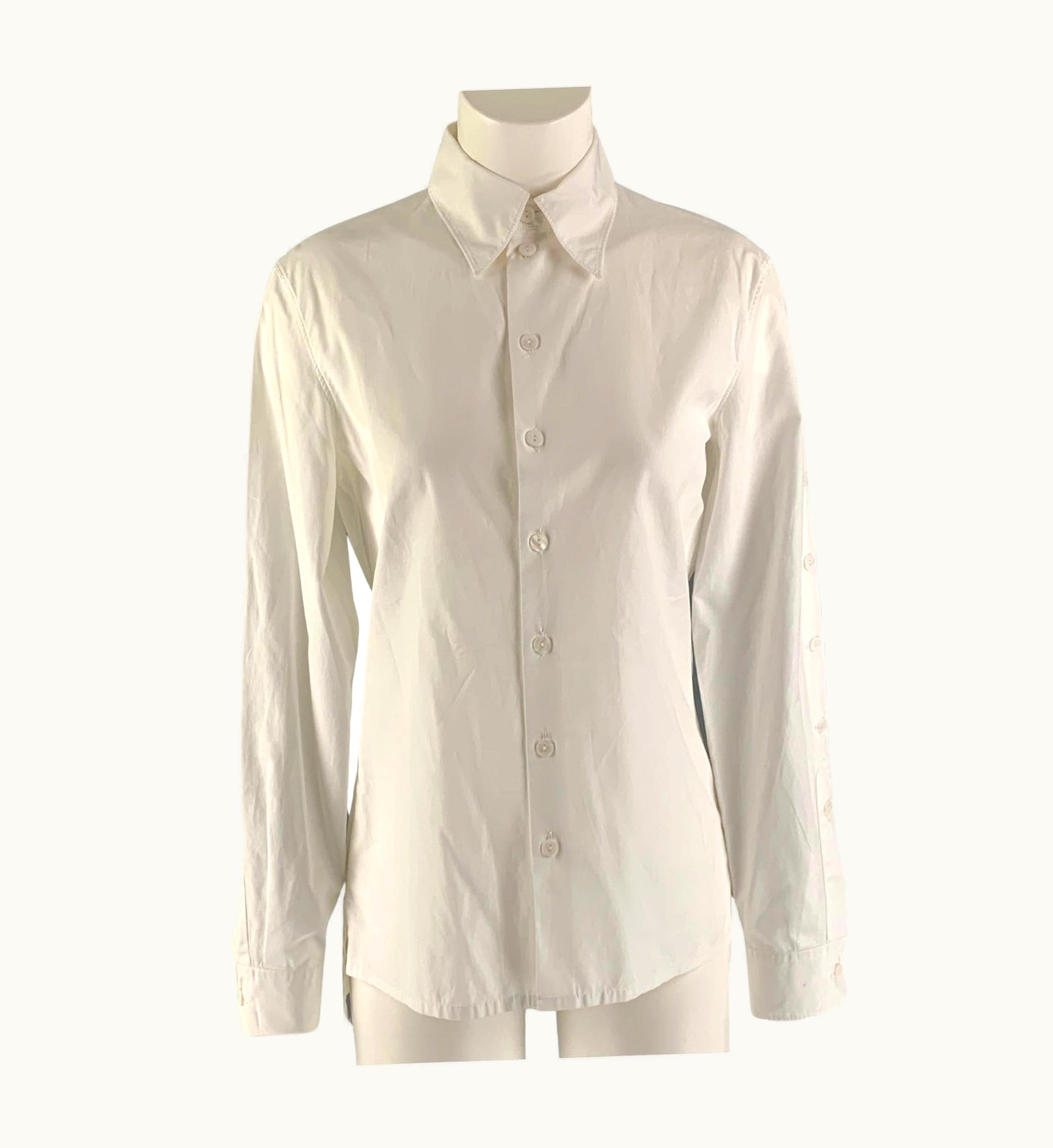 Jean-Paul Gaultier Jean Paul Gaultier White Cotton Solid Buttoned Sleeve Shirt