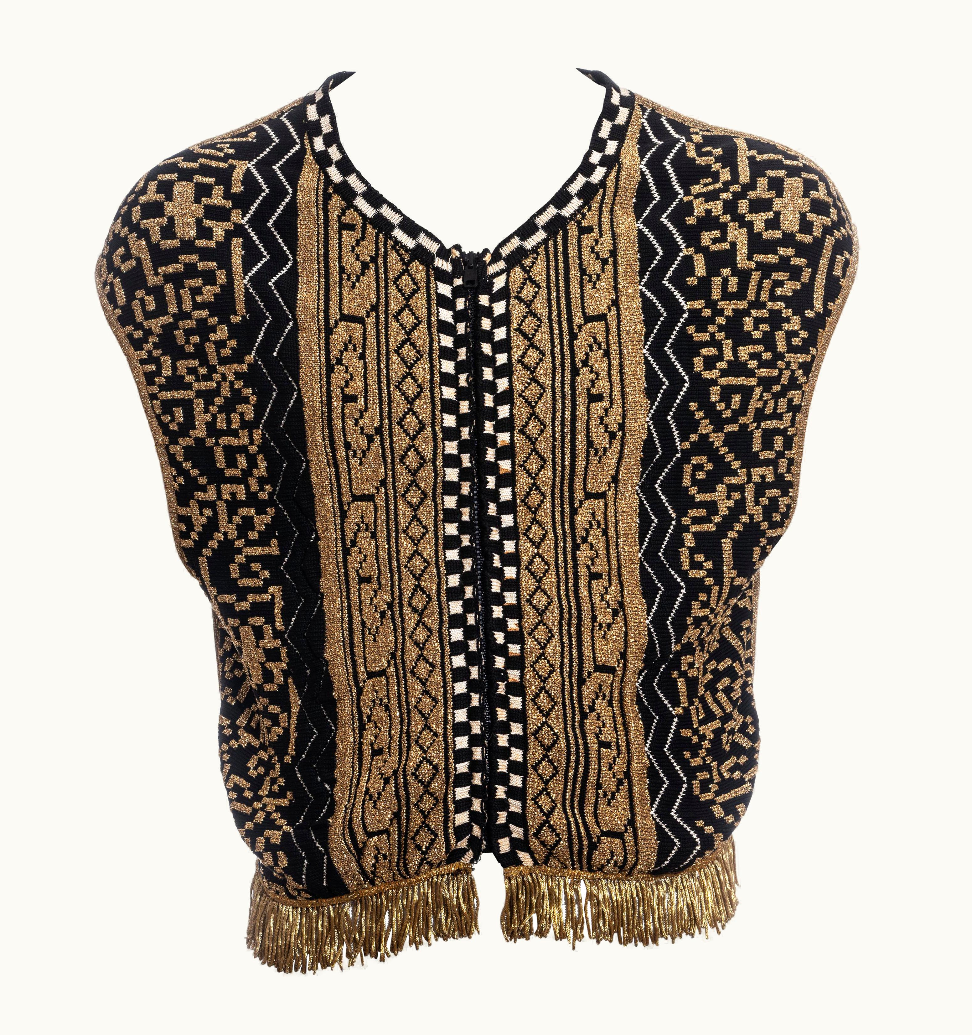 Jean-Paul Gaultier Men' Jean Paul Gaultier Gold Lurex Zip-up Vest, AW 1985