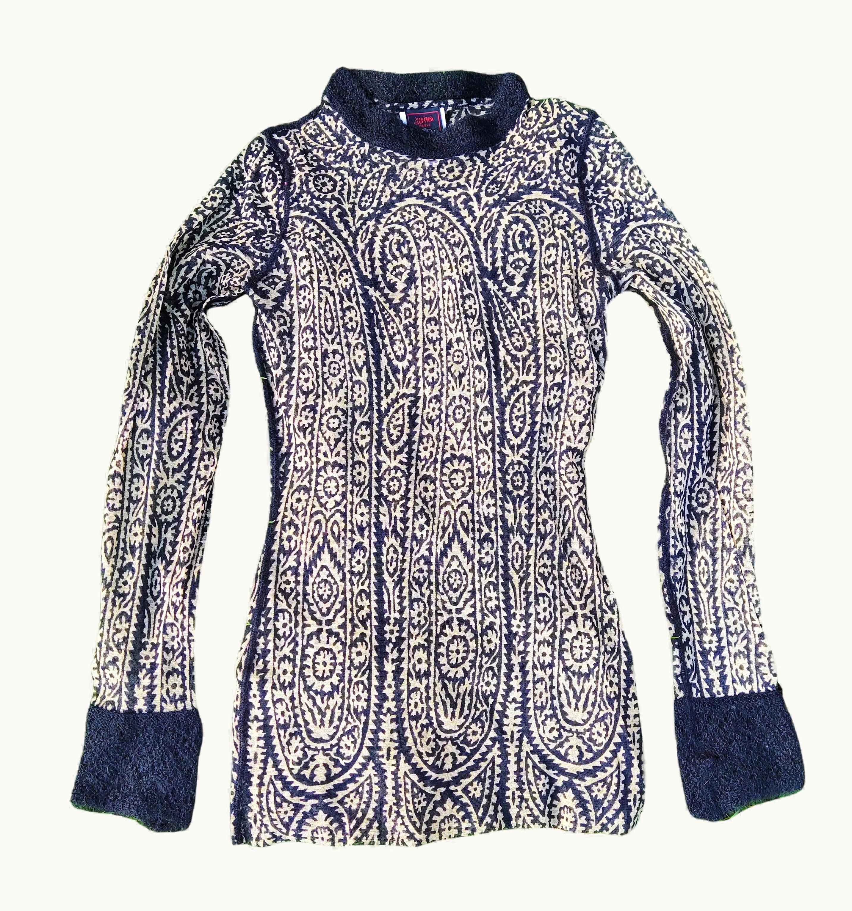 Jean-Paul Gaultier Jean Paul Gaultier Paisley Japanese Text Symbol Vintage Turtleneck Runway Top