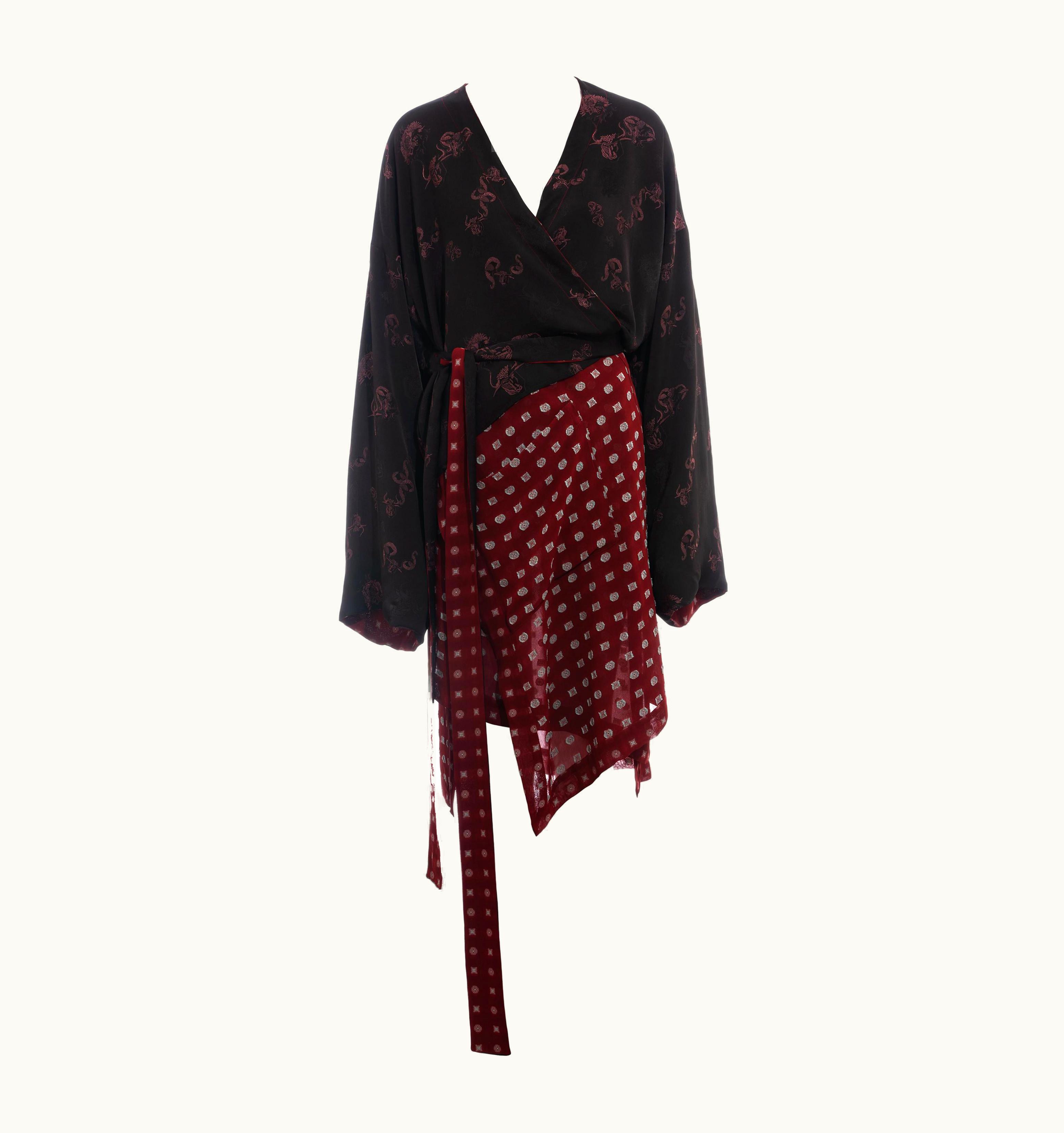 Jean-Paul Gaultier Jean Paul Gaultier Reversible Chiffon And Jacquard Evening Robe, AW 1994