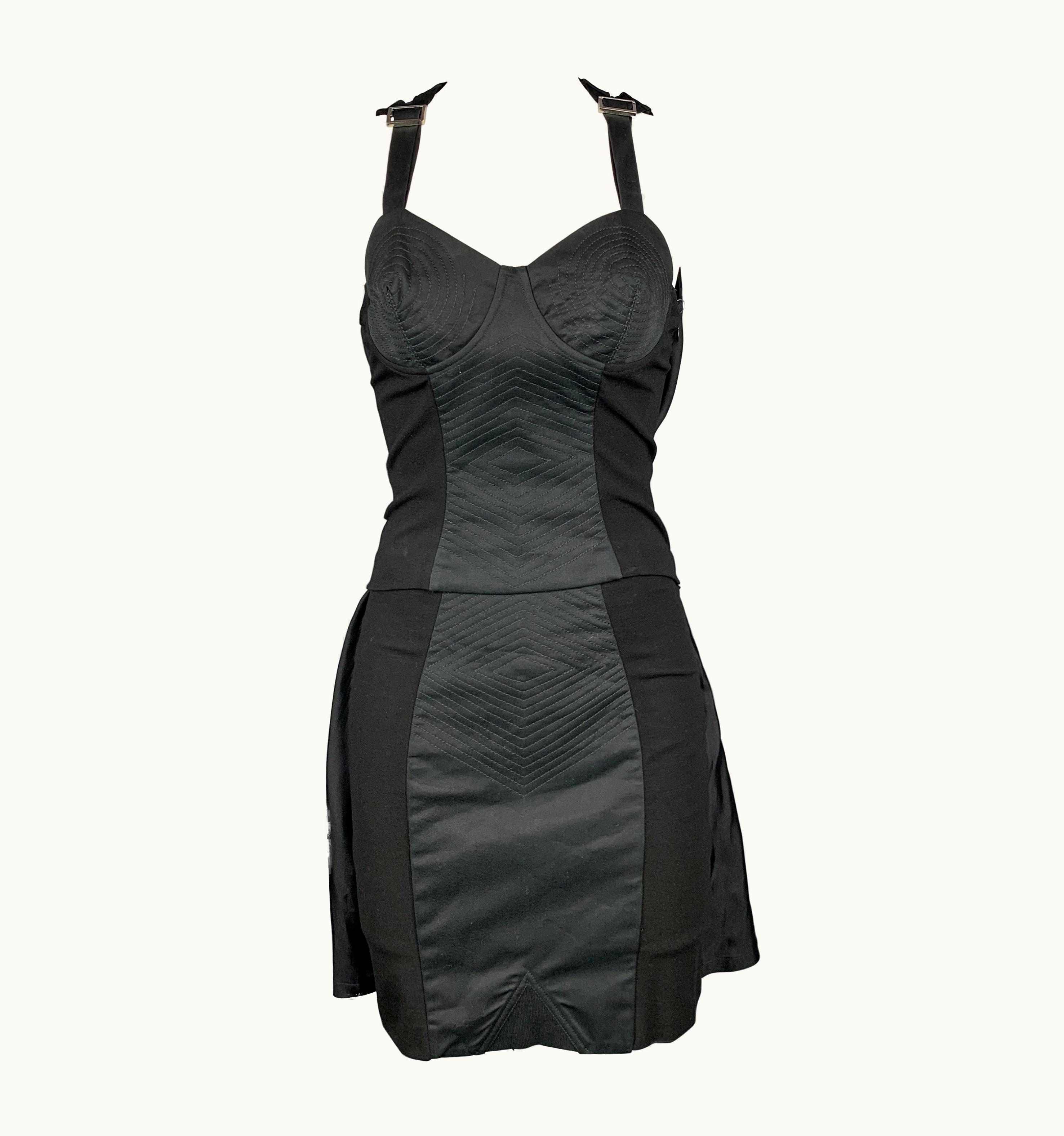 Jean-Paul Gaultier Vintage Jean Paul Gaultier Black Polyester S/S Cotton Skirt Suit