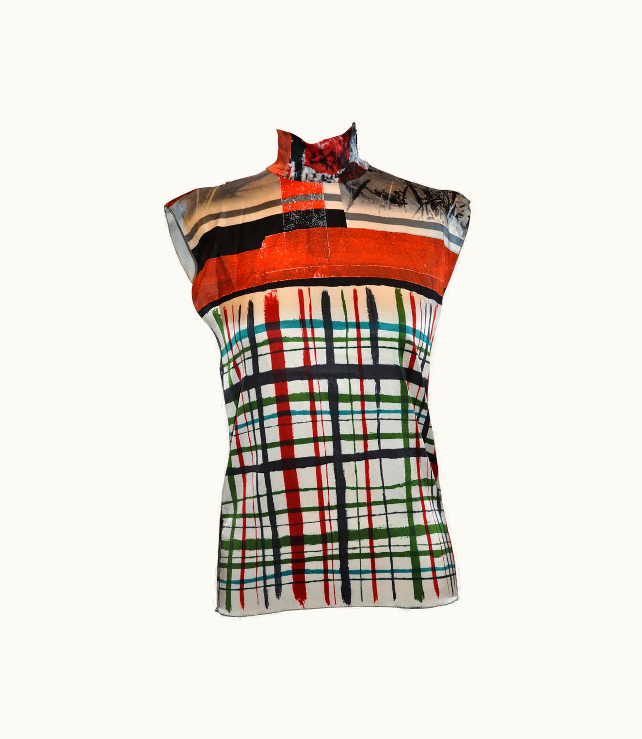 Jean-Paul Gaultier Jean Paul Gaultier Bold Multi-Color High-Neck Abstract Stretch Top