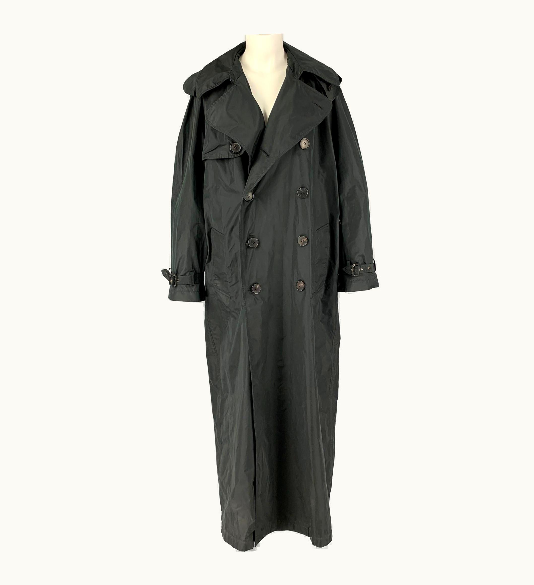 Jean-Paul Gaultier Jean Paul Gaultier Black Polyester Silk Long Trench Coat
