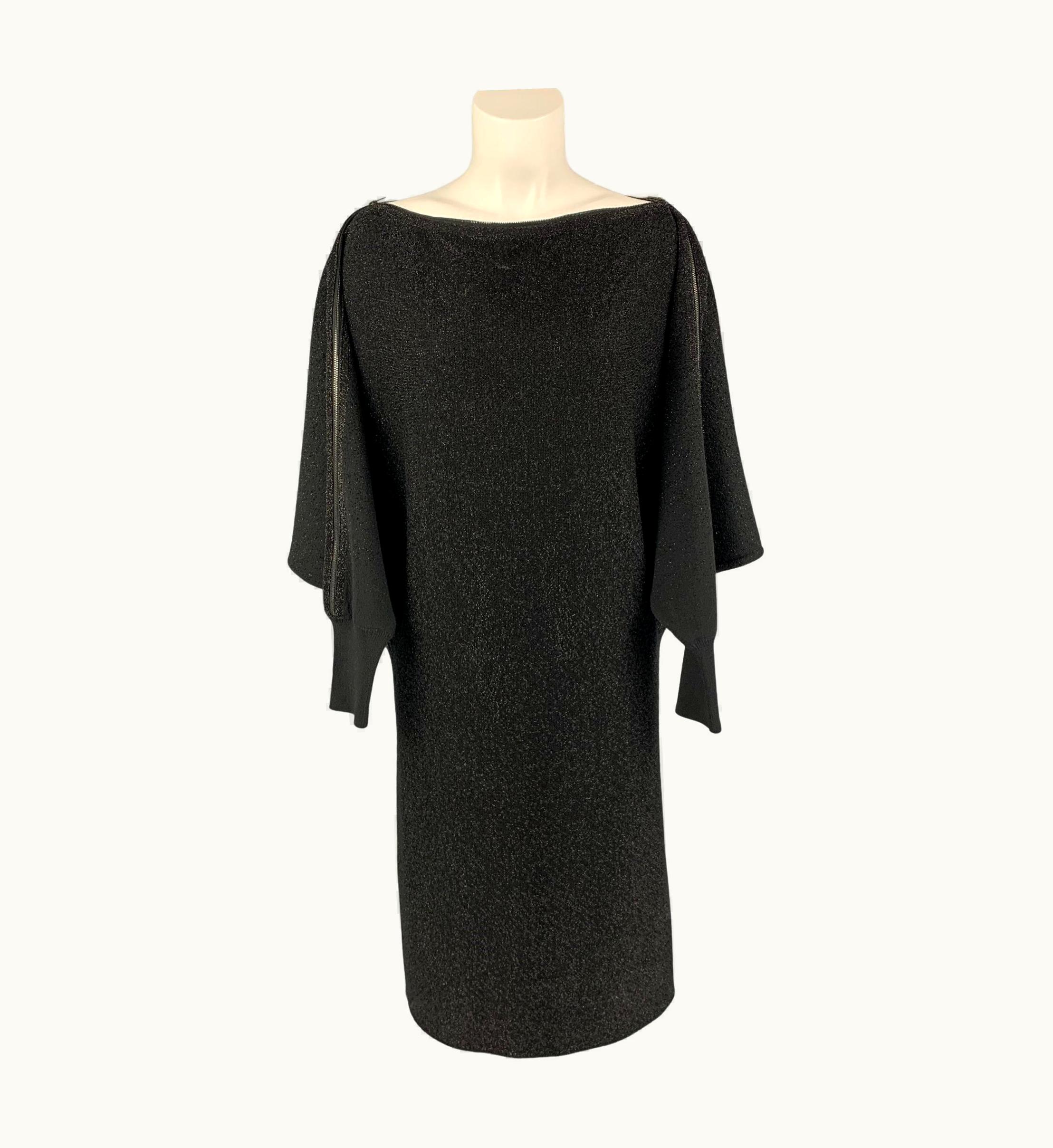 Jean-Paul Gaultier Jean Paul Gaultier Black Metallic Wool Blend Shift Dress