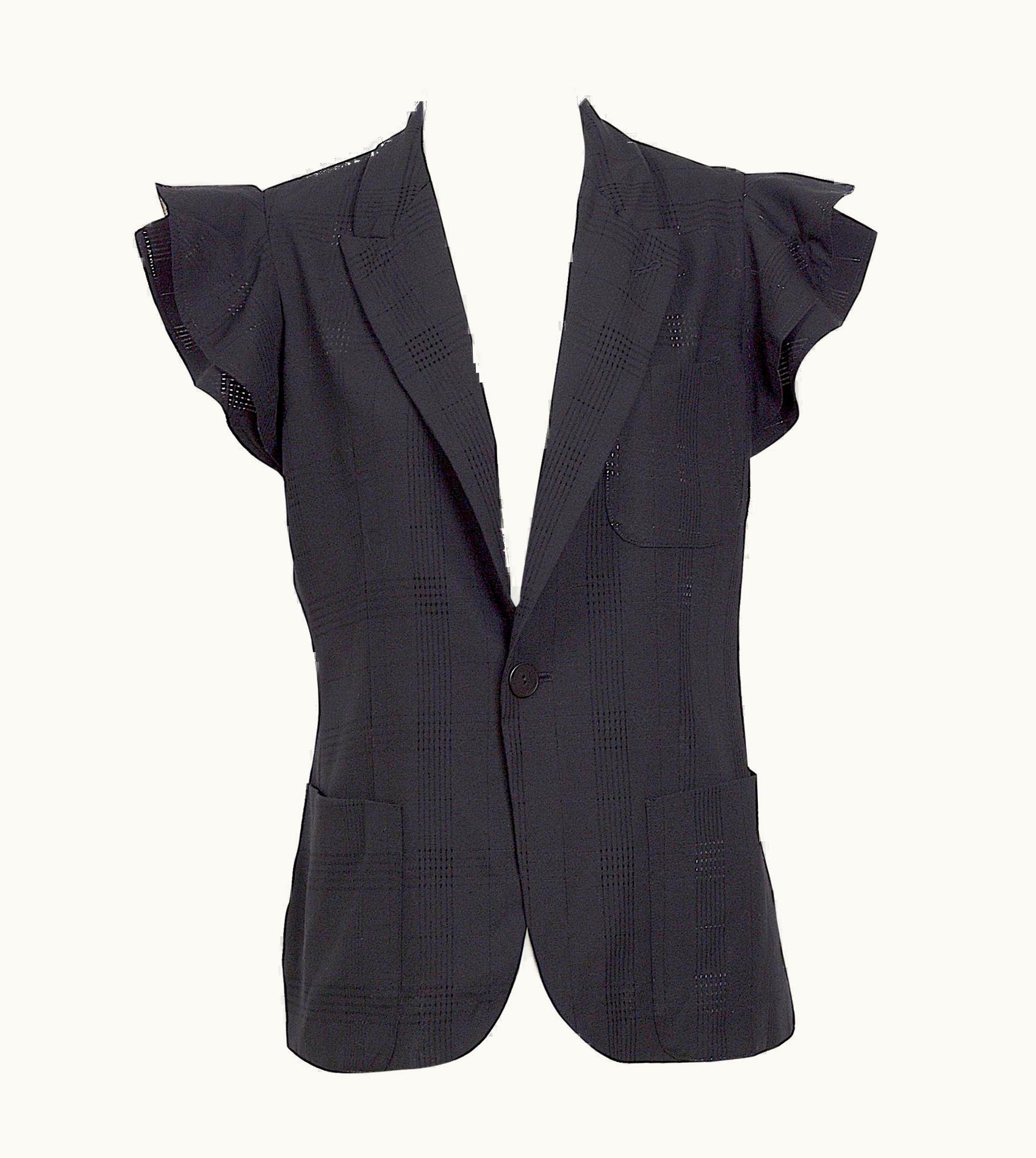 Jean-Paul Gaultier Jean Paul Gaultier 1990s Vintage Black Jacket Featuring Short Ruffle Sleeves