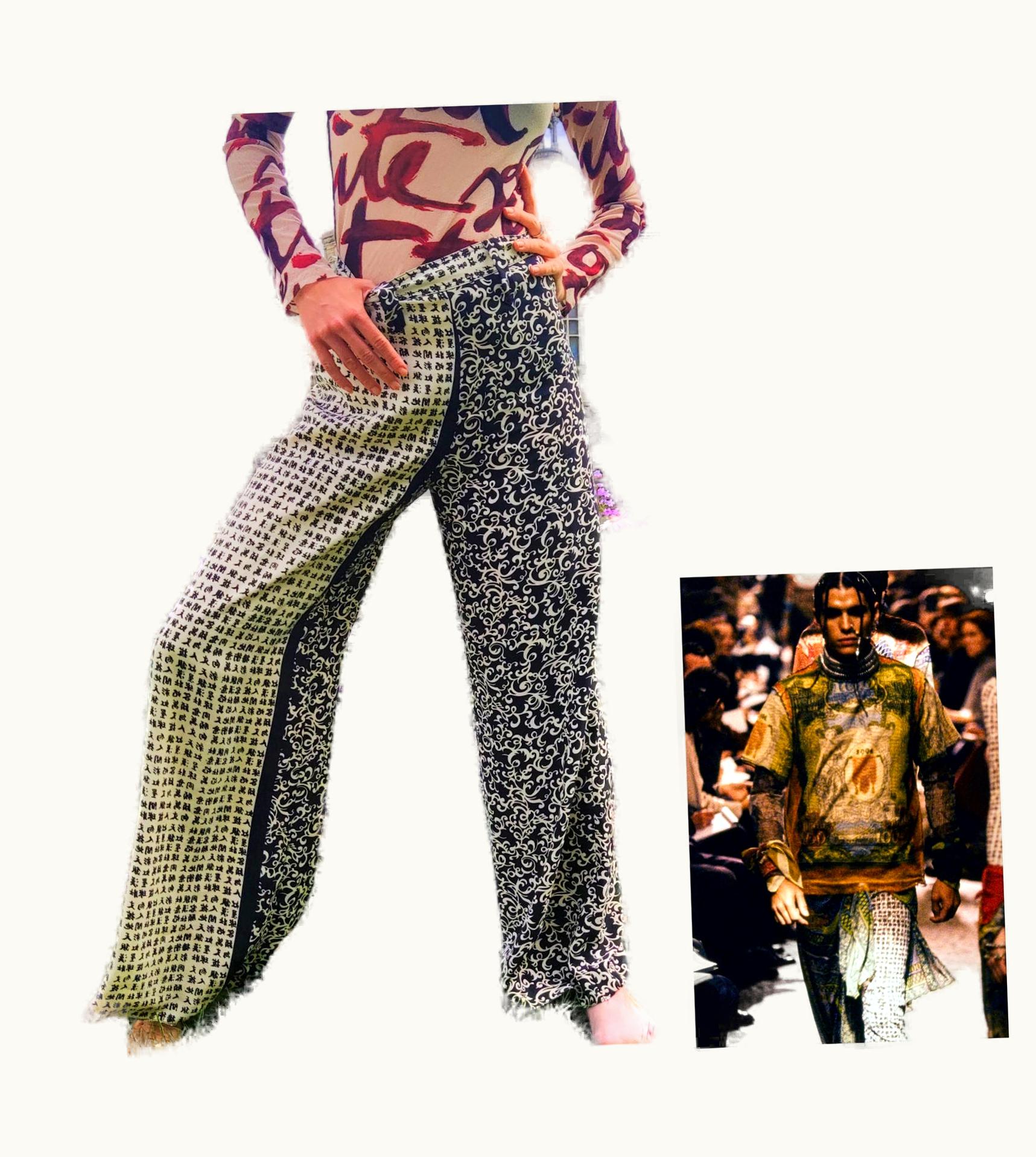 Jean-Paul Gaultier Jean Paul Gaultier 1994 Japanese Letter Symbol Runnnway Vintage Trousers Pants