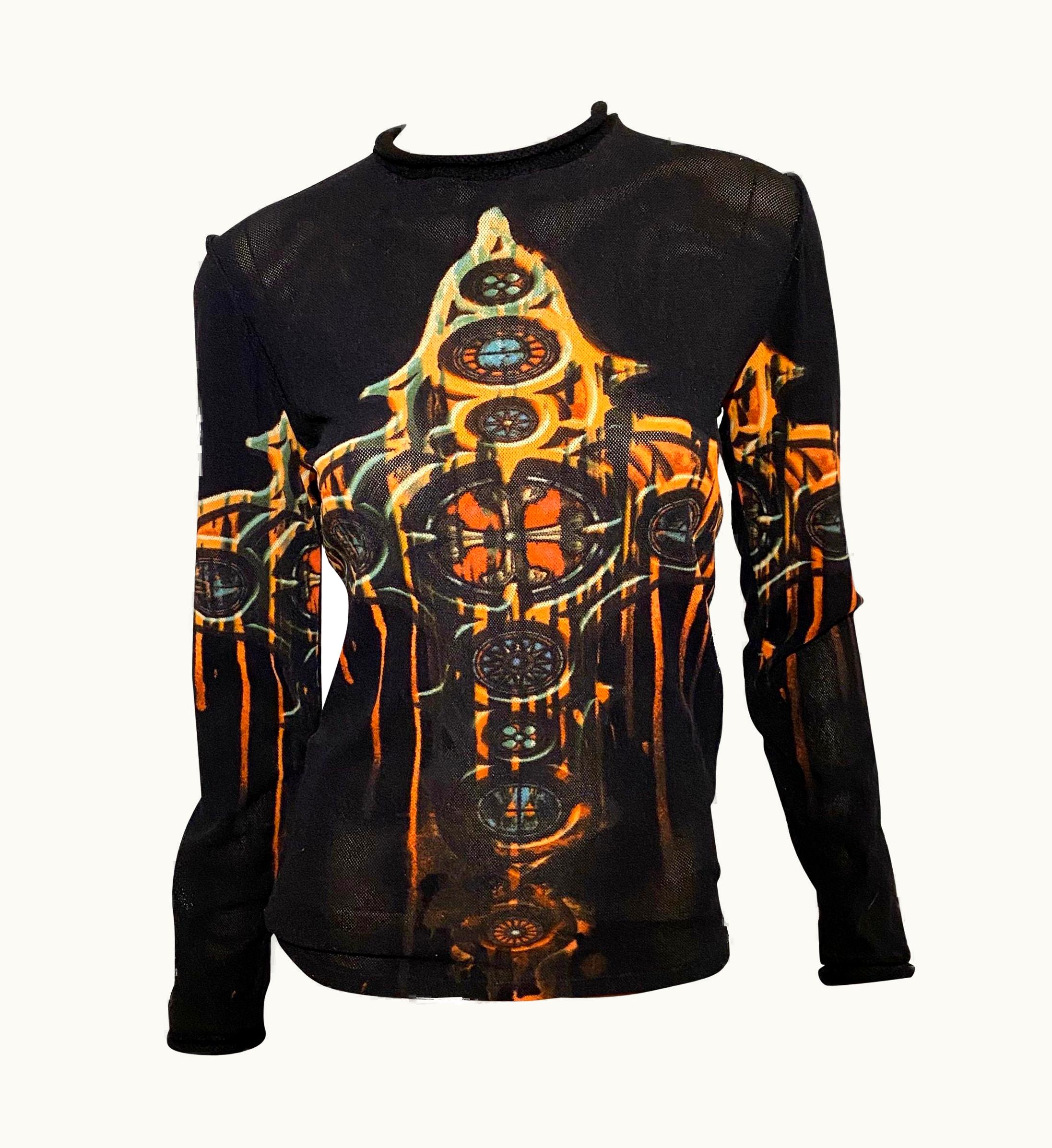 Jean-Paul Gaultier Jean Paul Gaultier AW 1998 Runway Gothic Cross Mesh Top