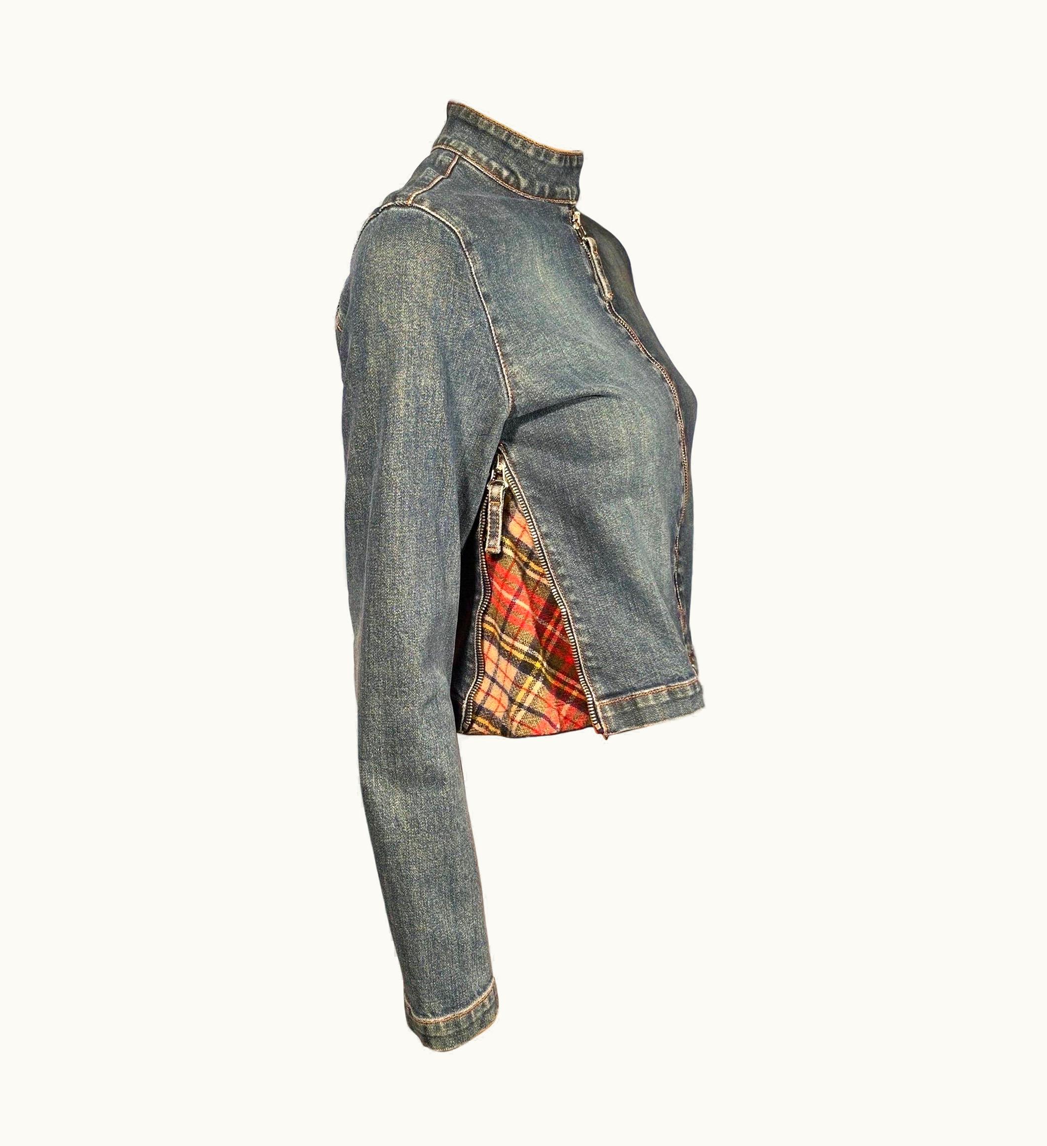 Jean-Paul Gaultier Vintage 90' Jean Paul Gaultier Denim & Plaid Zip-Up Jacket