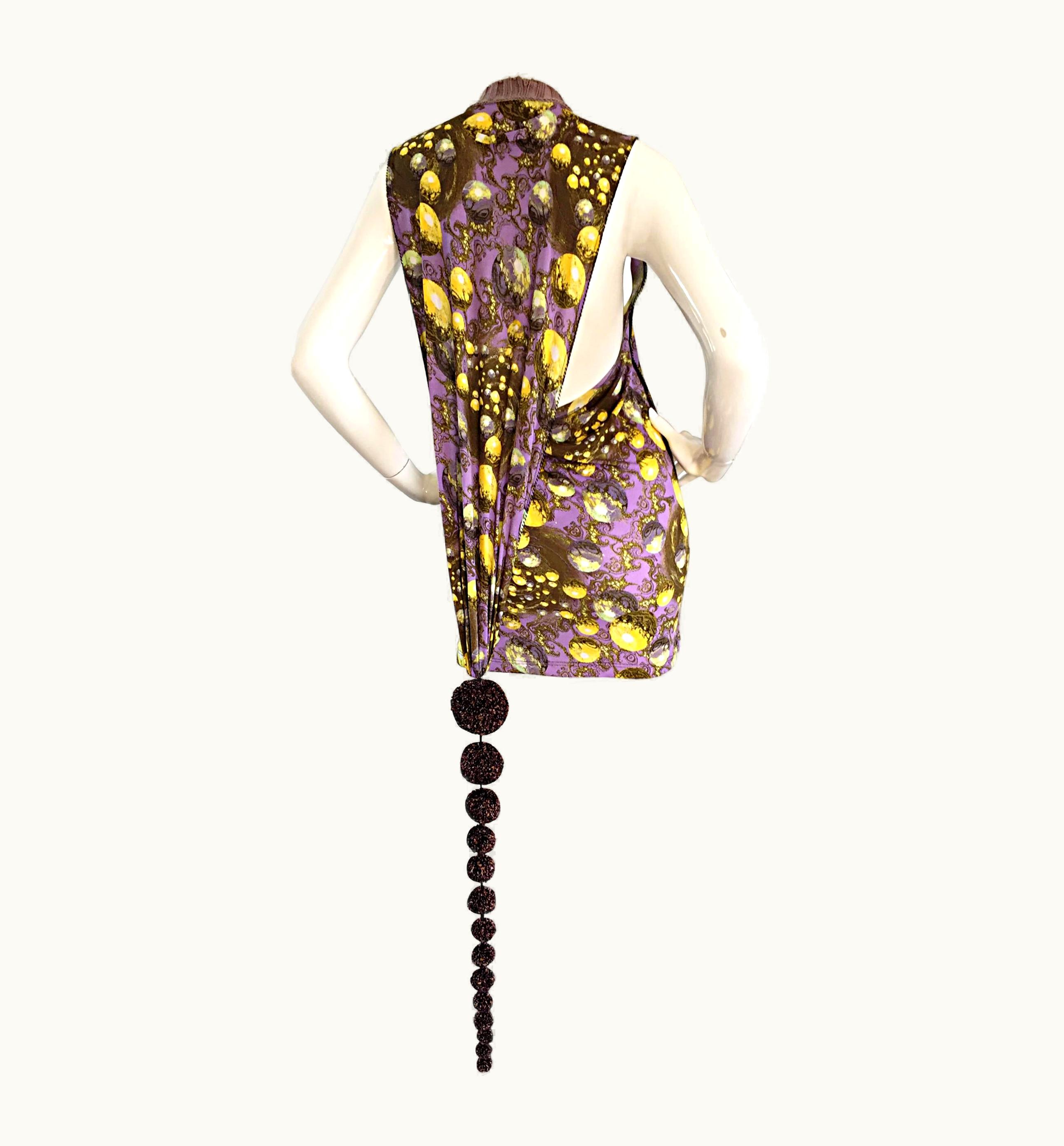 Jean-Paul Gaultier Jean Paul Gaultier 90s Vintage Galaxy Print Mini Dress With Pom Tail