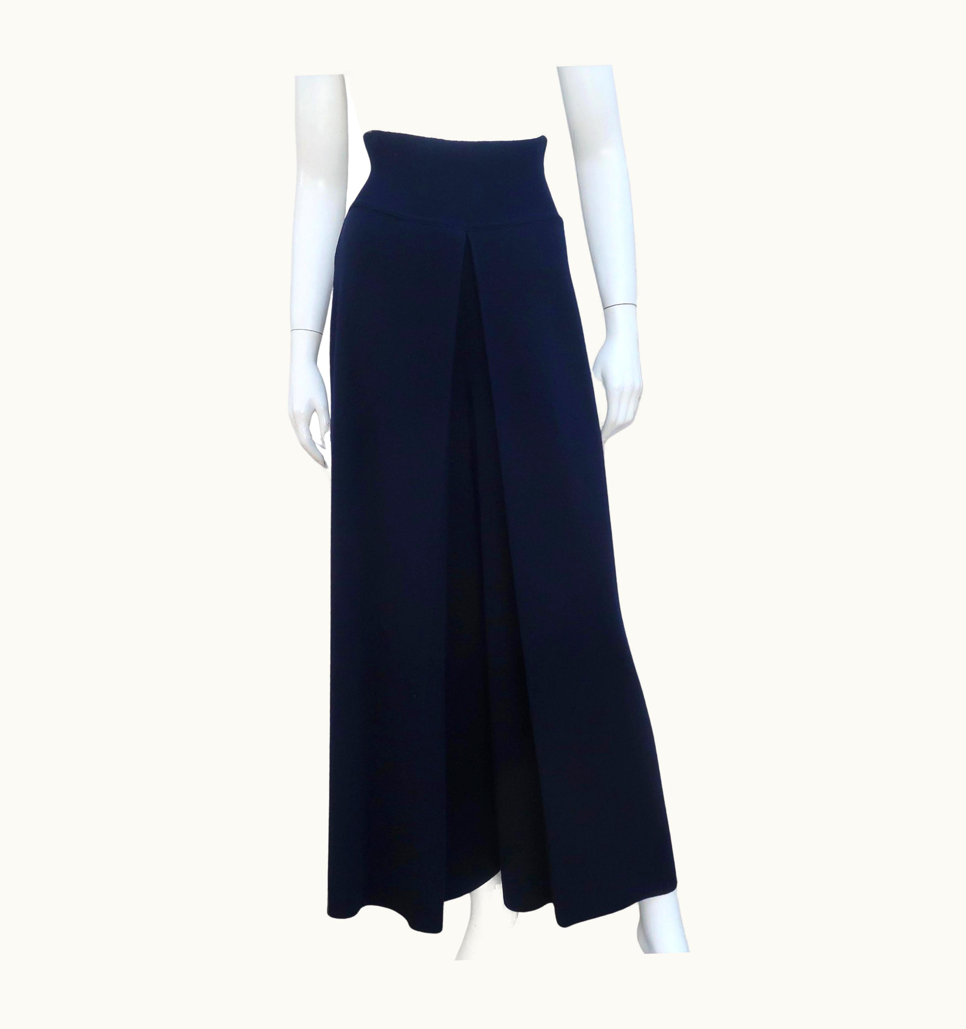 Jean-Paul Gaultier Jean Paul Gaultier Navy Blue Wool Knit Palazzo Pants, 1990'