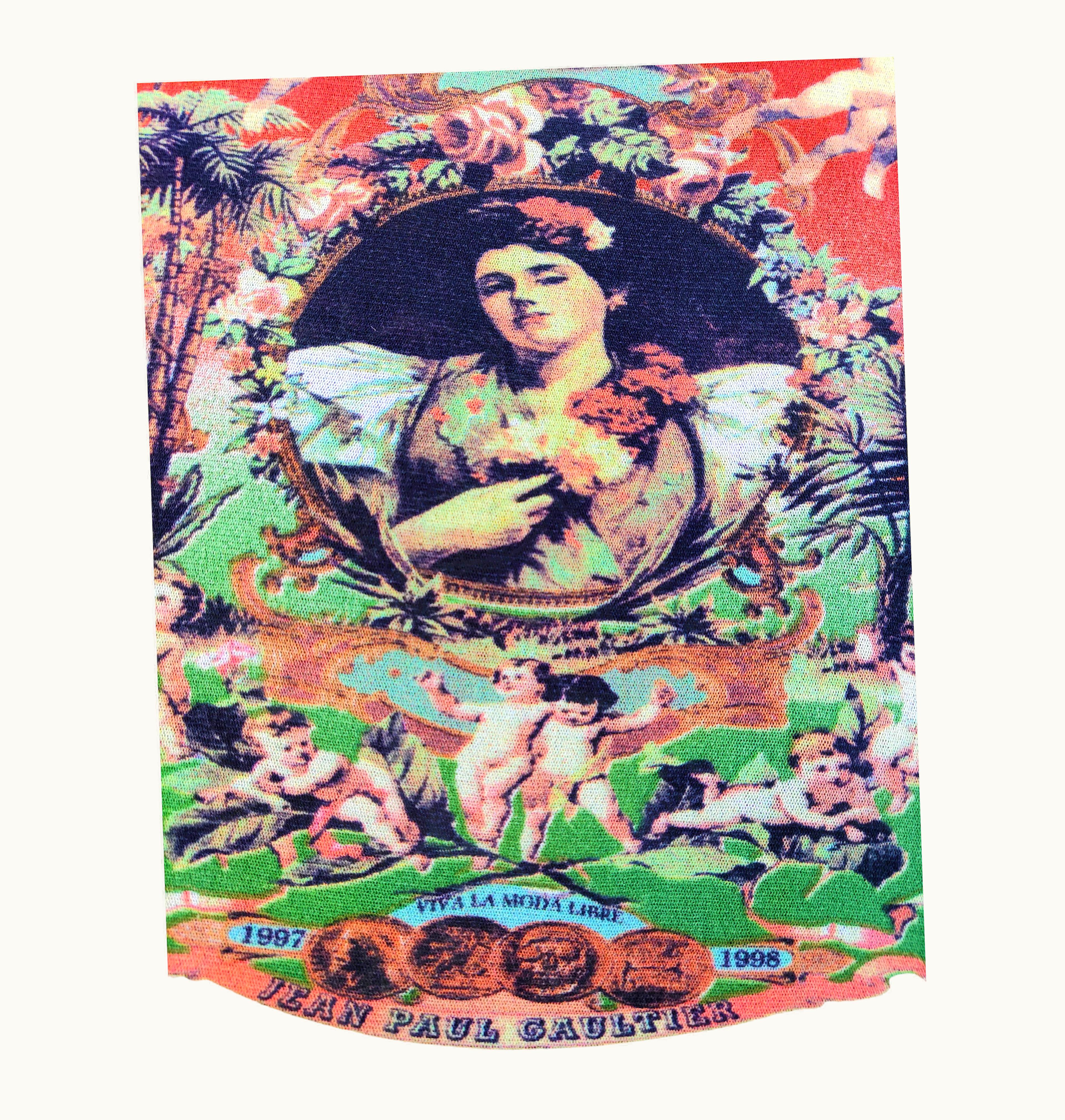 Jean-Paul Gaultier Jean Paul Gaultier Frida Kahlo Mexican 1997 Mesh Transparent Top Pareo Dress