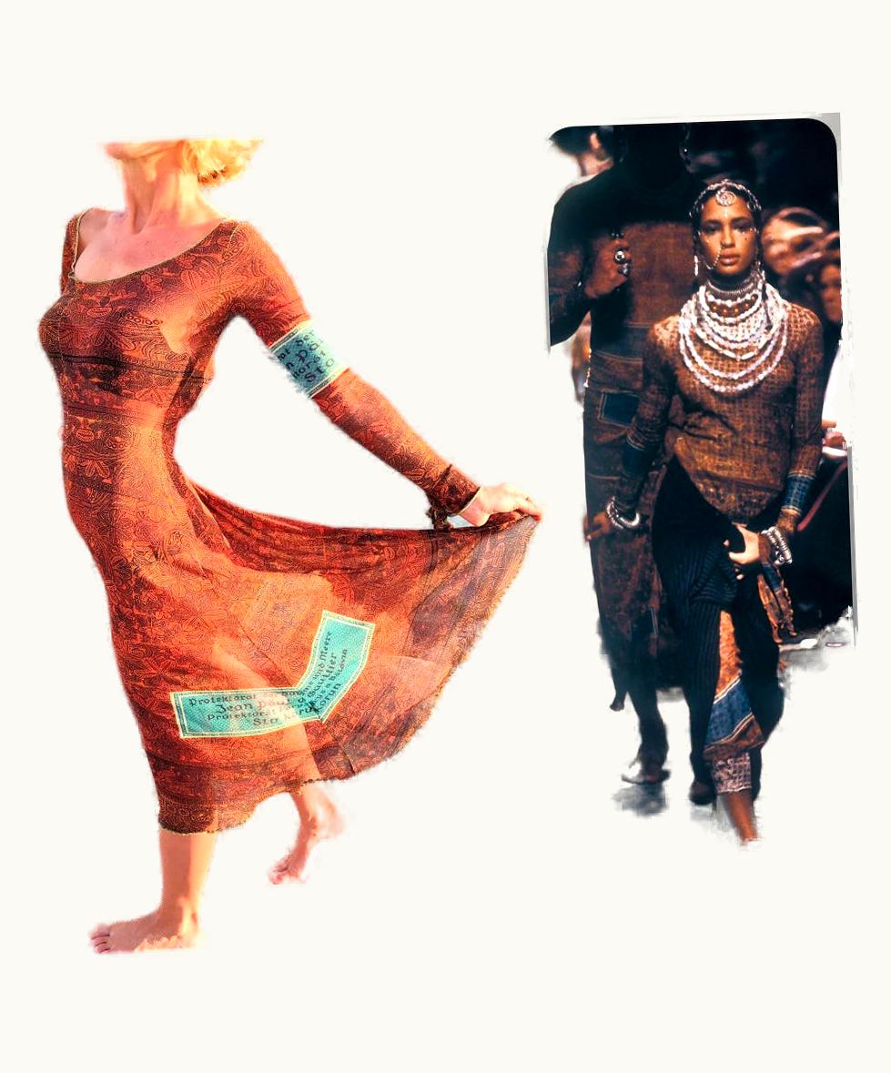 Jean-Paul Gaultier Jean Paul Gaultier Mesh Nomad Ethnic Tribal Aztec Tattoo Tatouages Indian Dress