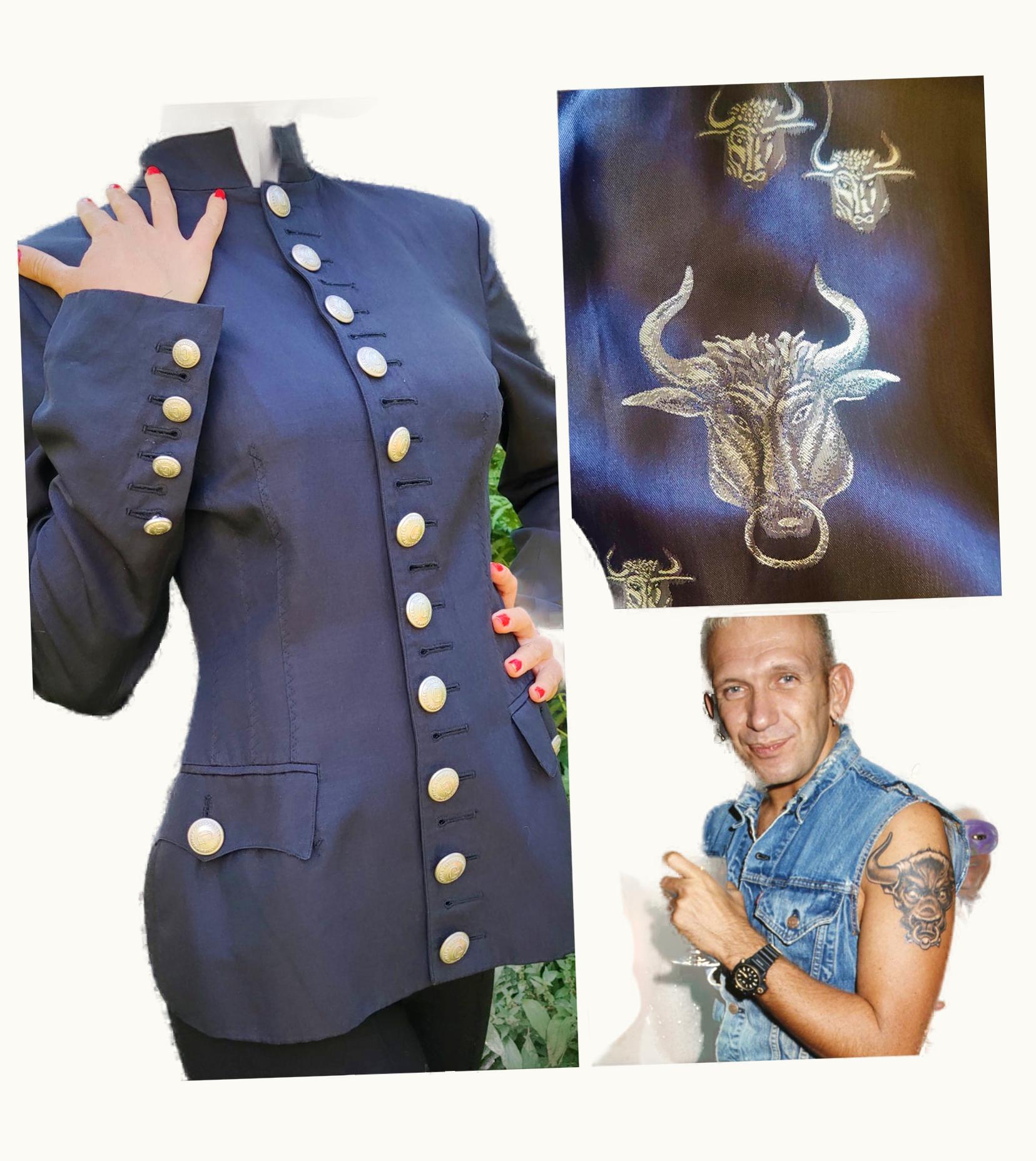 Jean-Paul Gaultier Jean Paul Gaultier Bull 1986 Spring Summer Runway Vintage Silk Button Jacket