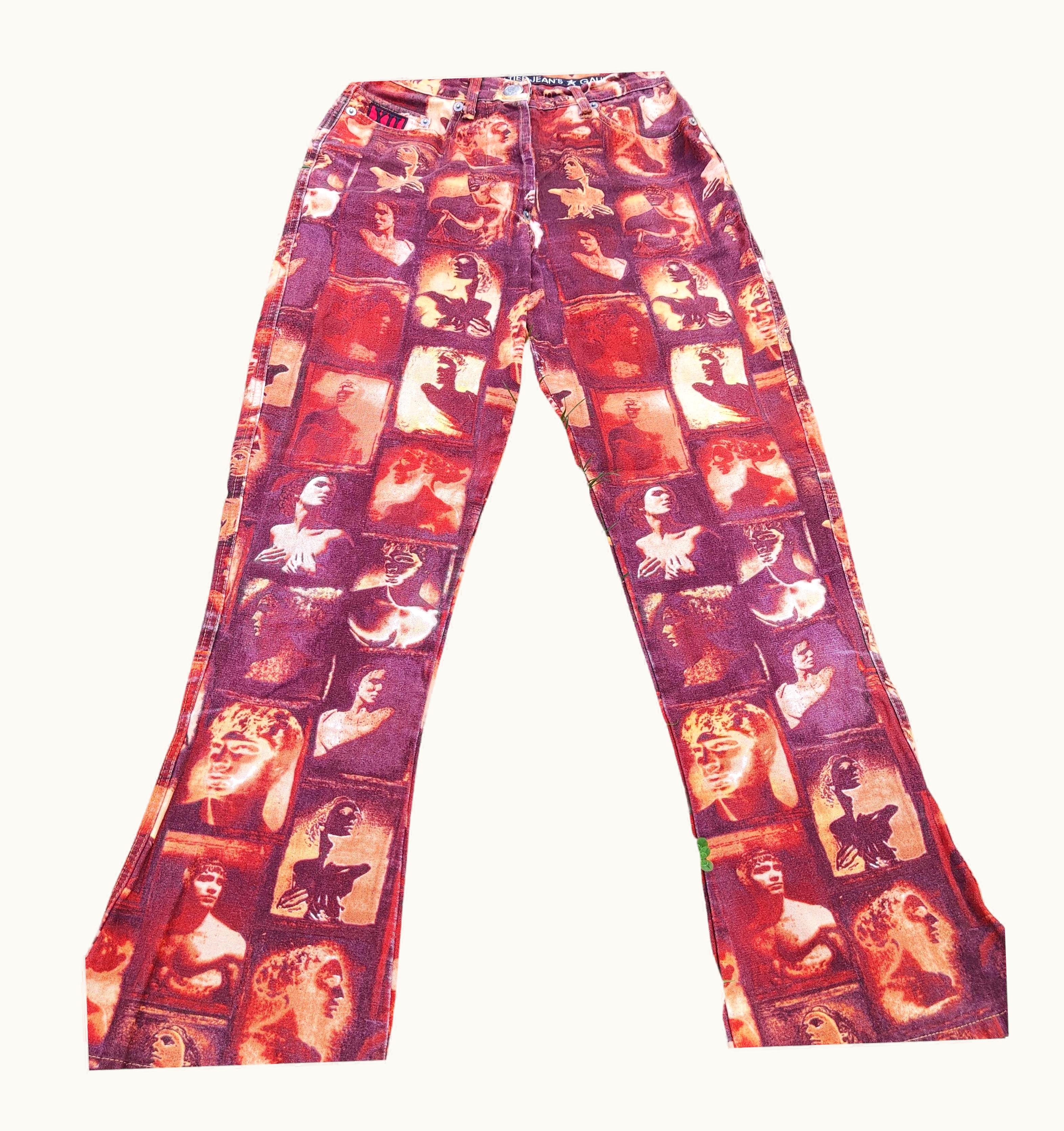 Jean-Paul Gaultier Jean Paul Gaultier Face Adonis Portrait Vintage Punk Anarchy Fight Racism Pants