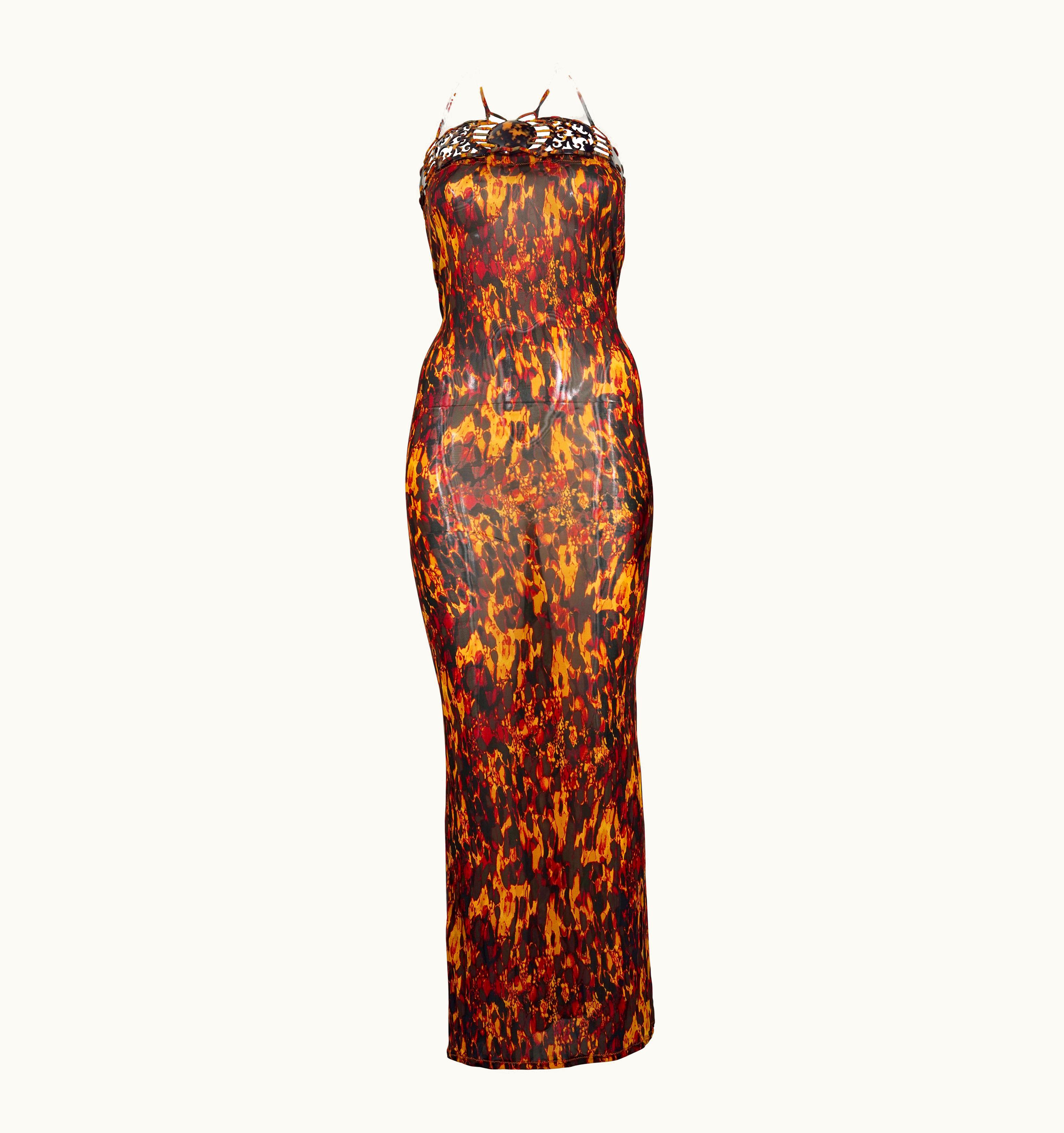 Jean-Paul Gaultier Vintage 1997 Jean Paul Gaultier Tortoise Shell Embellished Print Open Back Dress