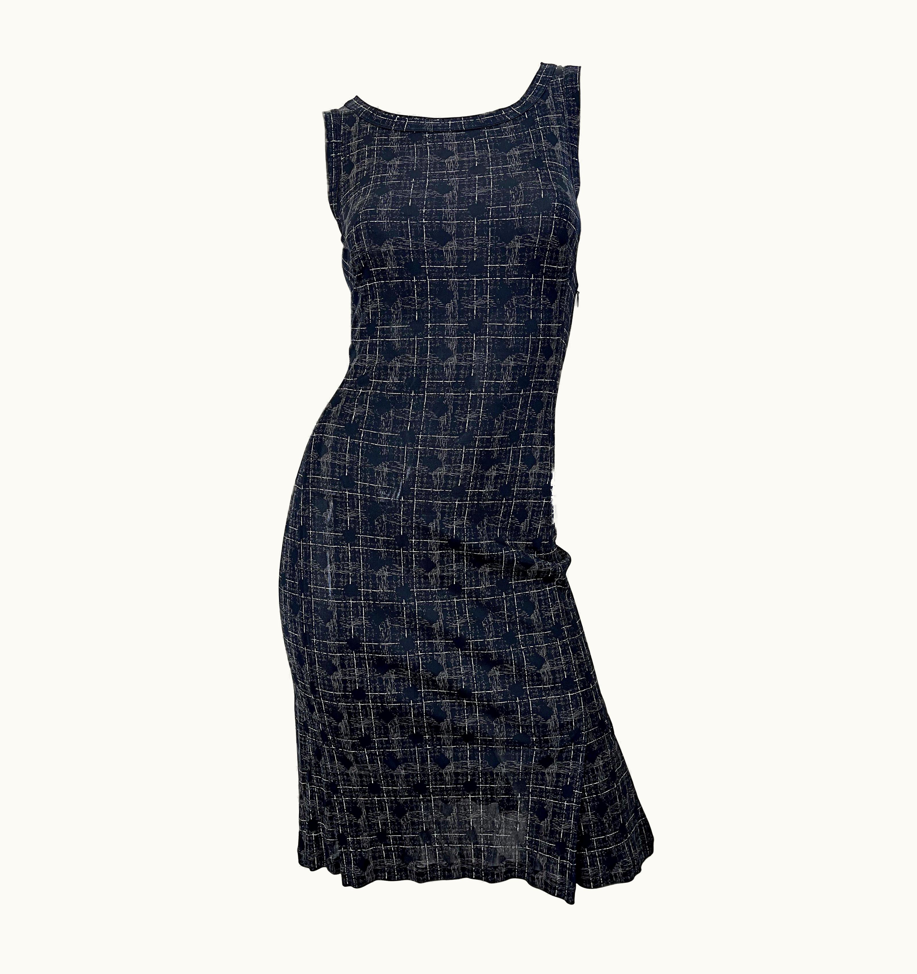 Jean-Paul Gaultier 1990s Jean Paul Gaultier Barbwire Print Black Vintage 90s Dress