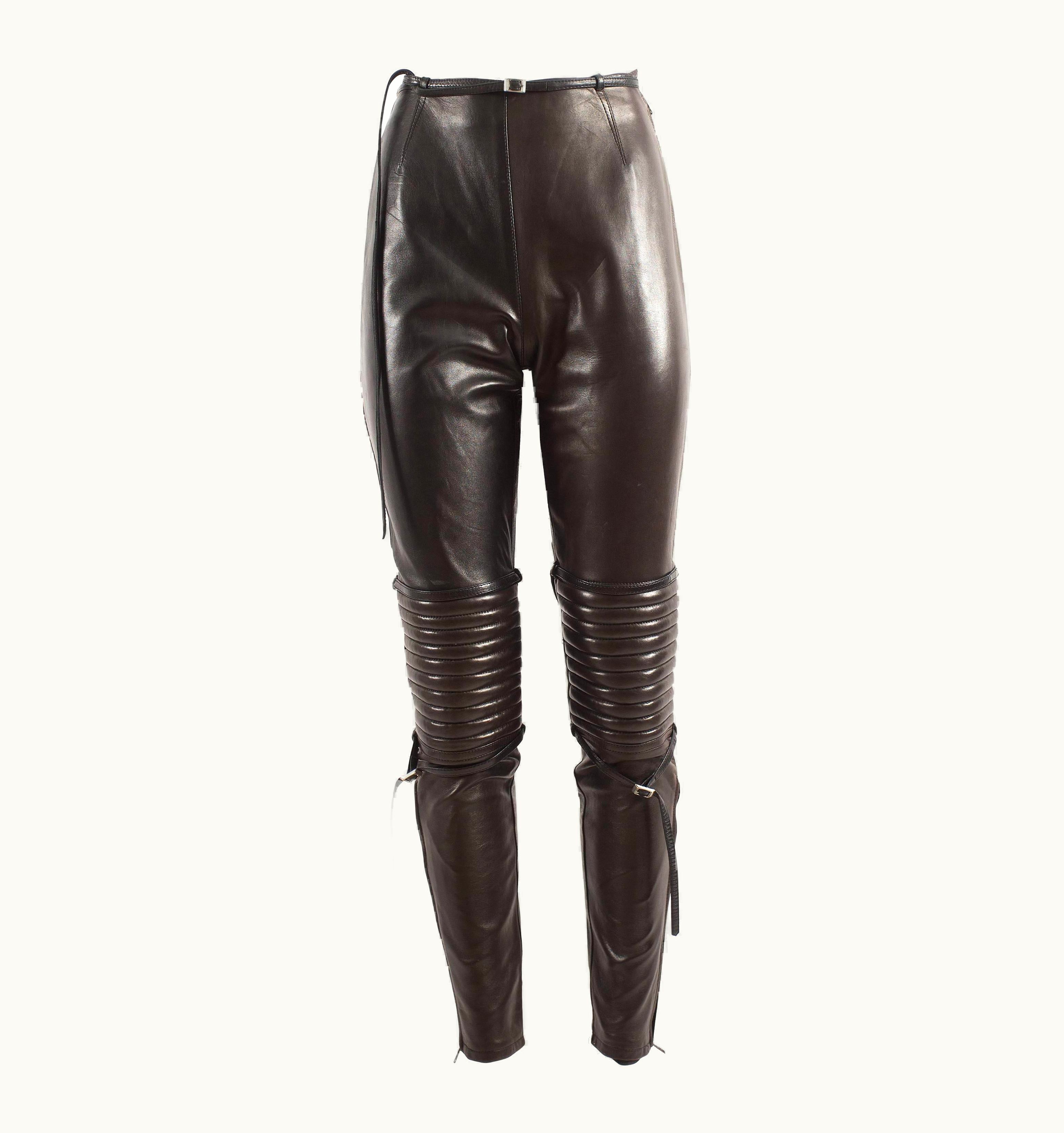 Jean-Paul Gaultier Jean Paul Gaultier Autumn-Winter 1990 Black And Brown Leather Biker Pants