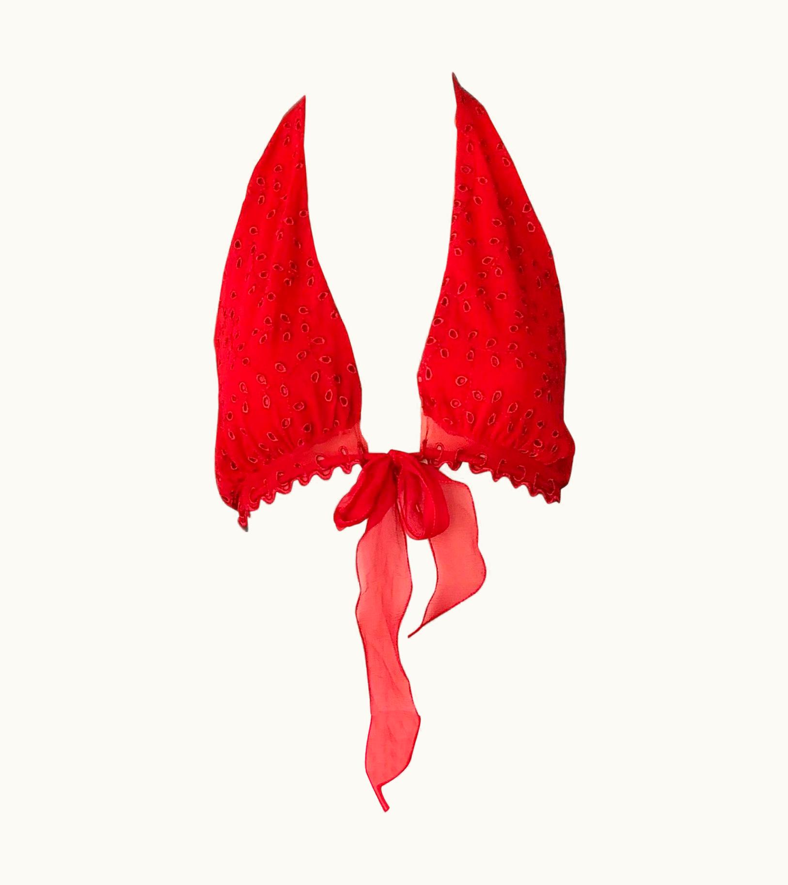 Jean-Paul Gaultier Jean Paul Gaultier 1990' Vintage Eyelet Red Bralette Bra Crop Top