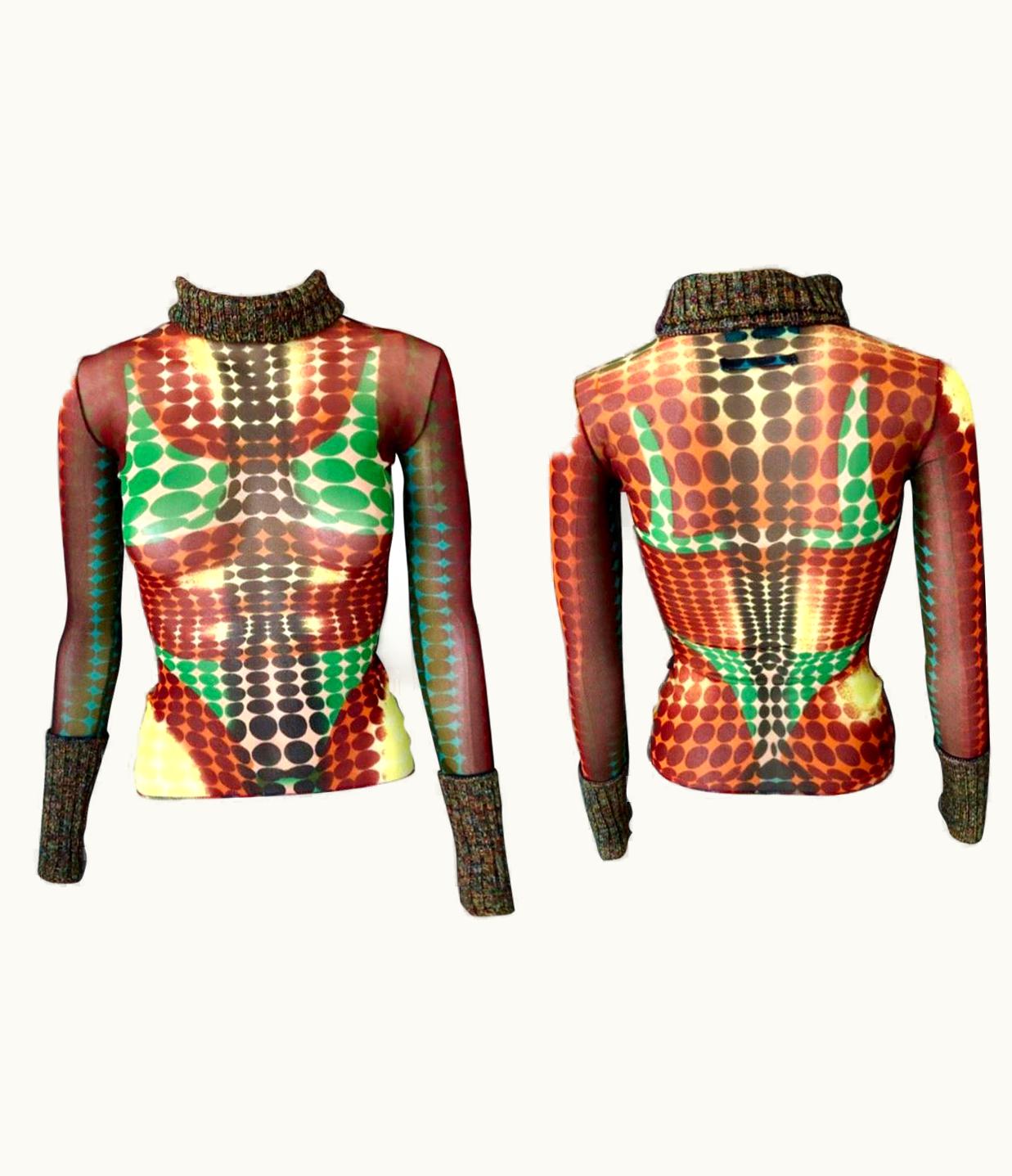 Jean-Paul Gaultier Jean Paul Gaultier AW 1995 Runway Iconic Cyber Dots Sheer Top