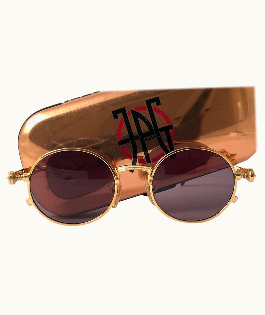 Jean-Paul Gaultier Jean Paul Gaultier 56 4178 Round Gold Brown Lens Sunglasses 1990'