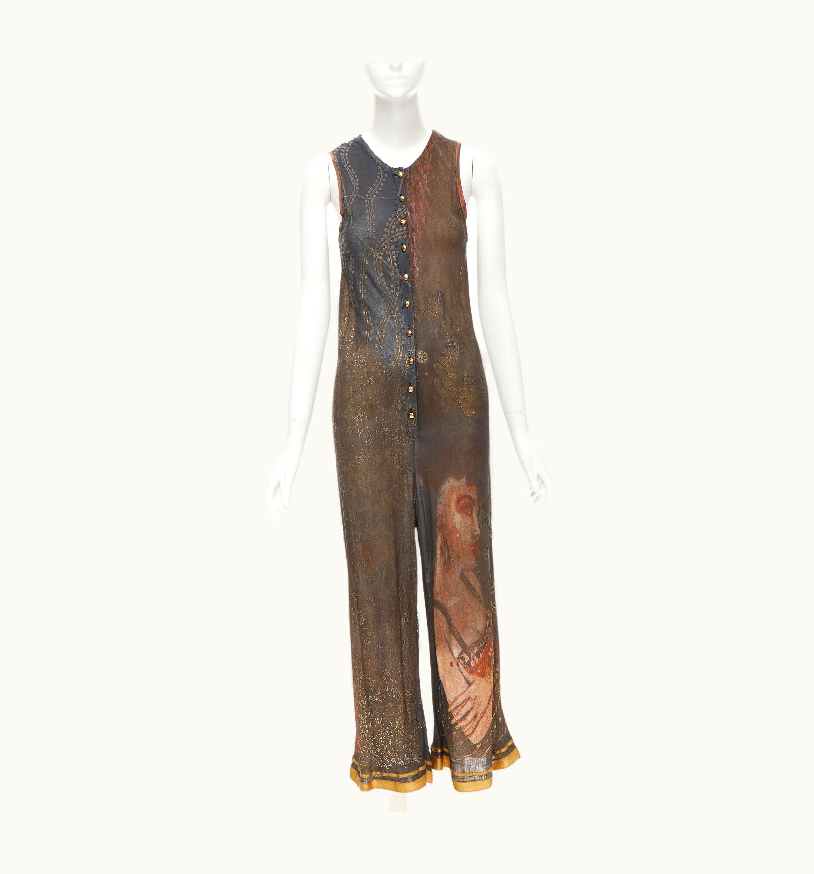 Jean-Paul Gaultier Jean Paul Gaultier Vintage 1989 Klimt Ethnic Face Print Jumpsuit