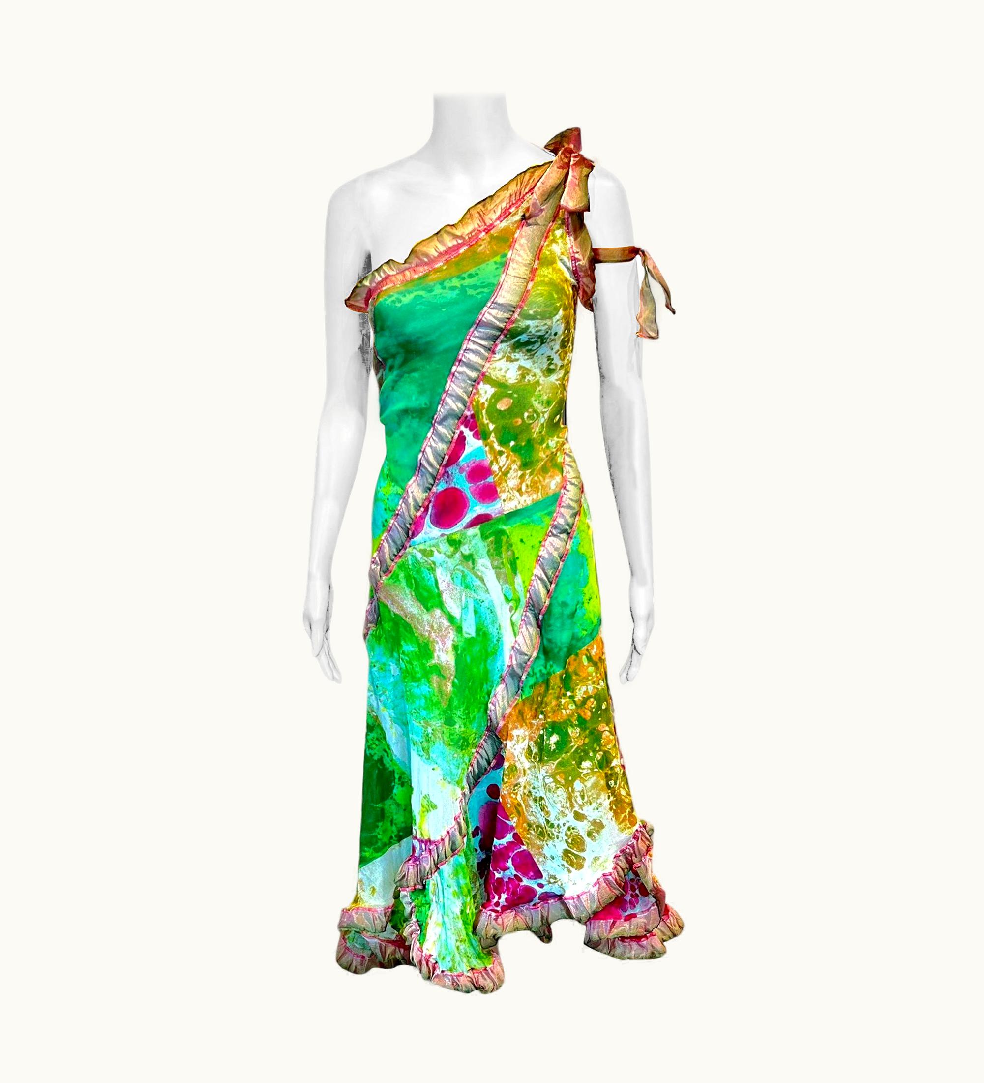Jean-Paul Gaultier Jean Paul Gaultier S/S 2000 Runway Psychedelic Bacteria Print Maxi Dress