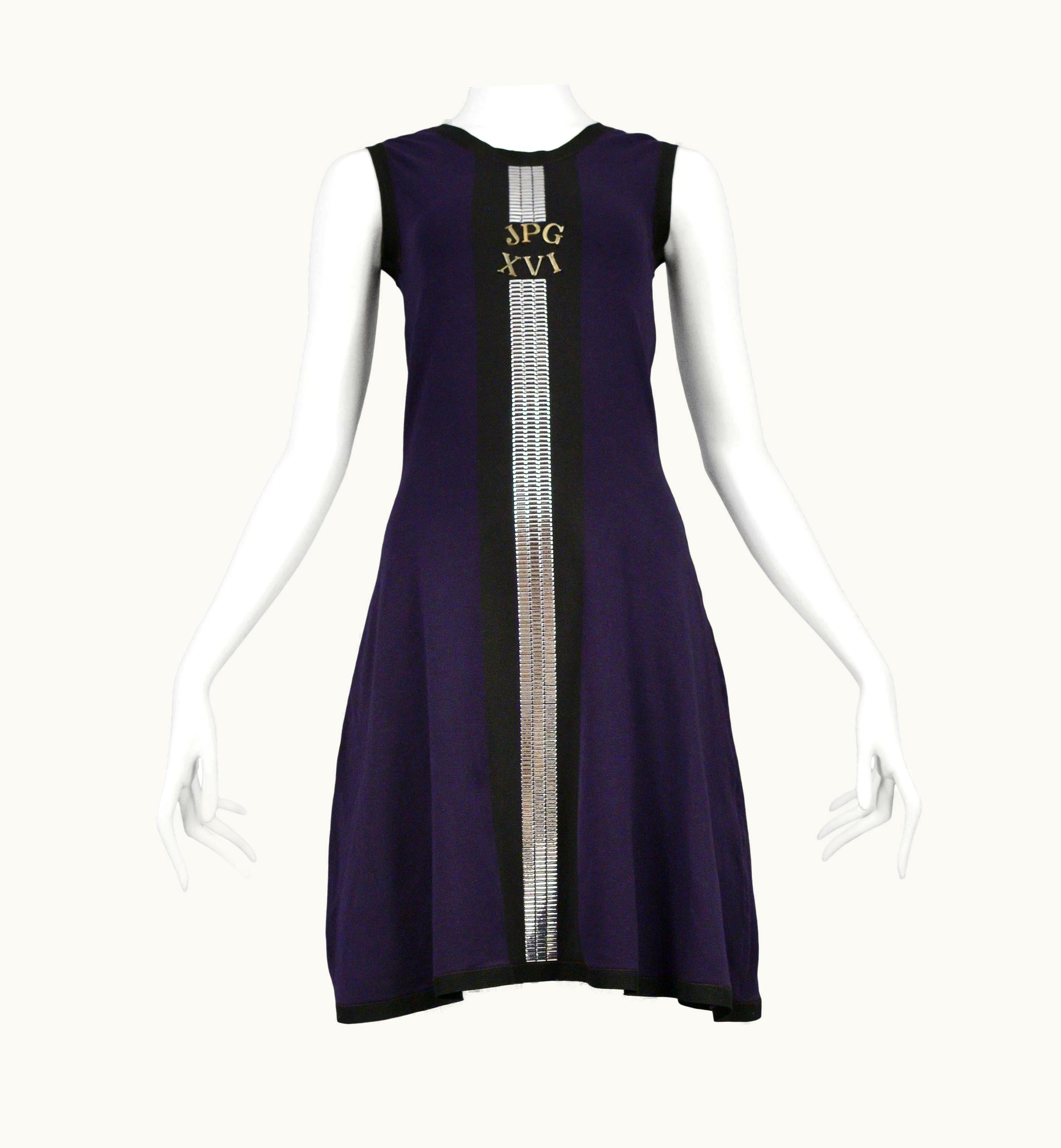 Jean-Paul Gaultier Jean Paul Gaultier Navy Mini Dress With Silver Metal Detailing & Roman Numerals