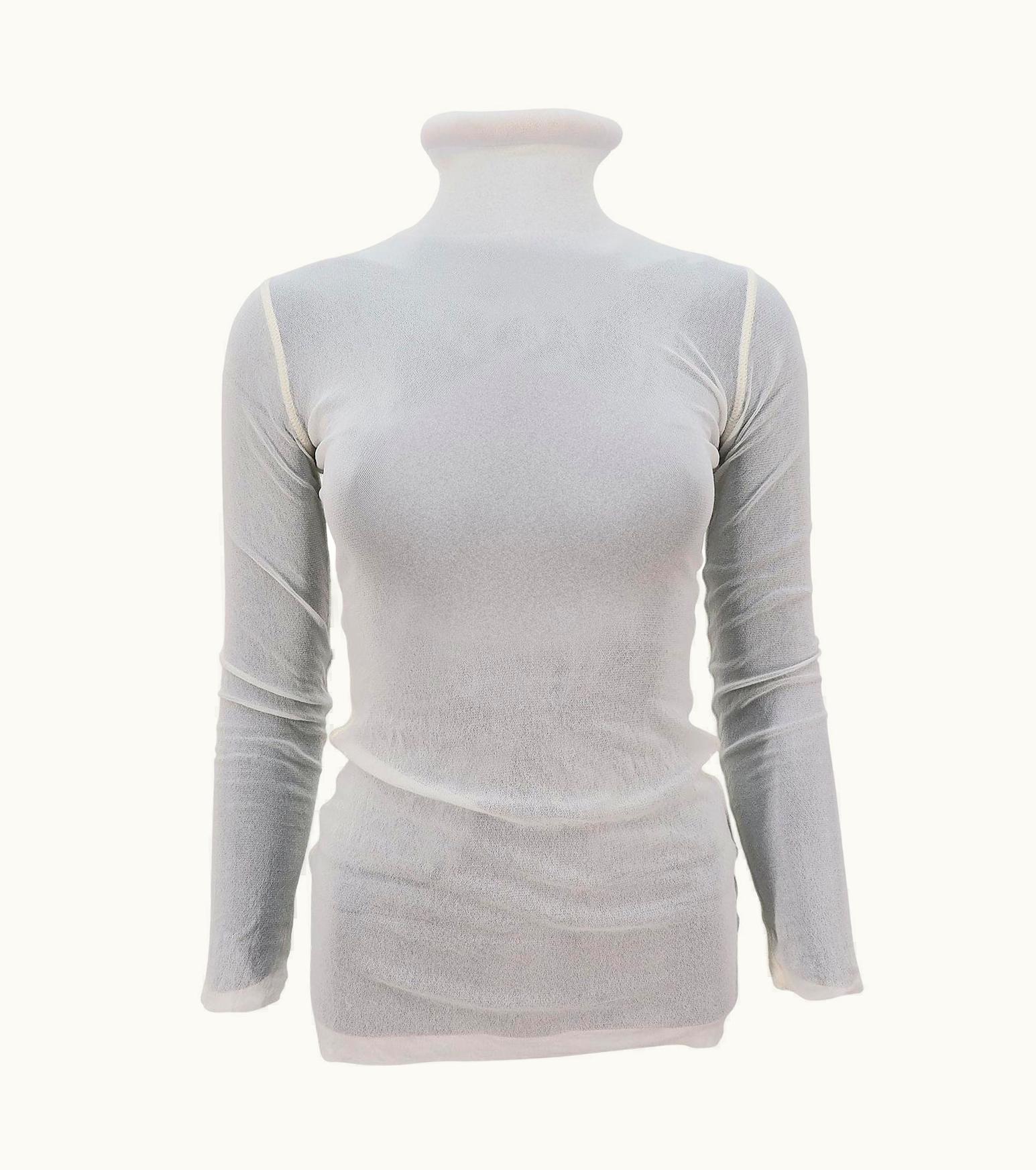Jean-Paul Gaultier Jean Paul Gaultier S/S-1994 Tubular Neck Detail Mesh Long-Sleeved Top