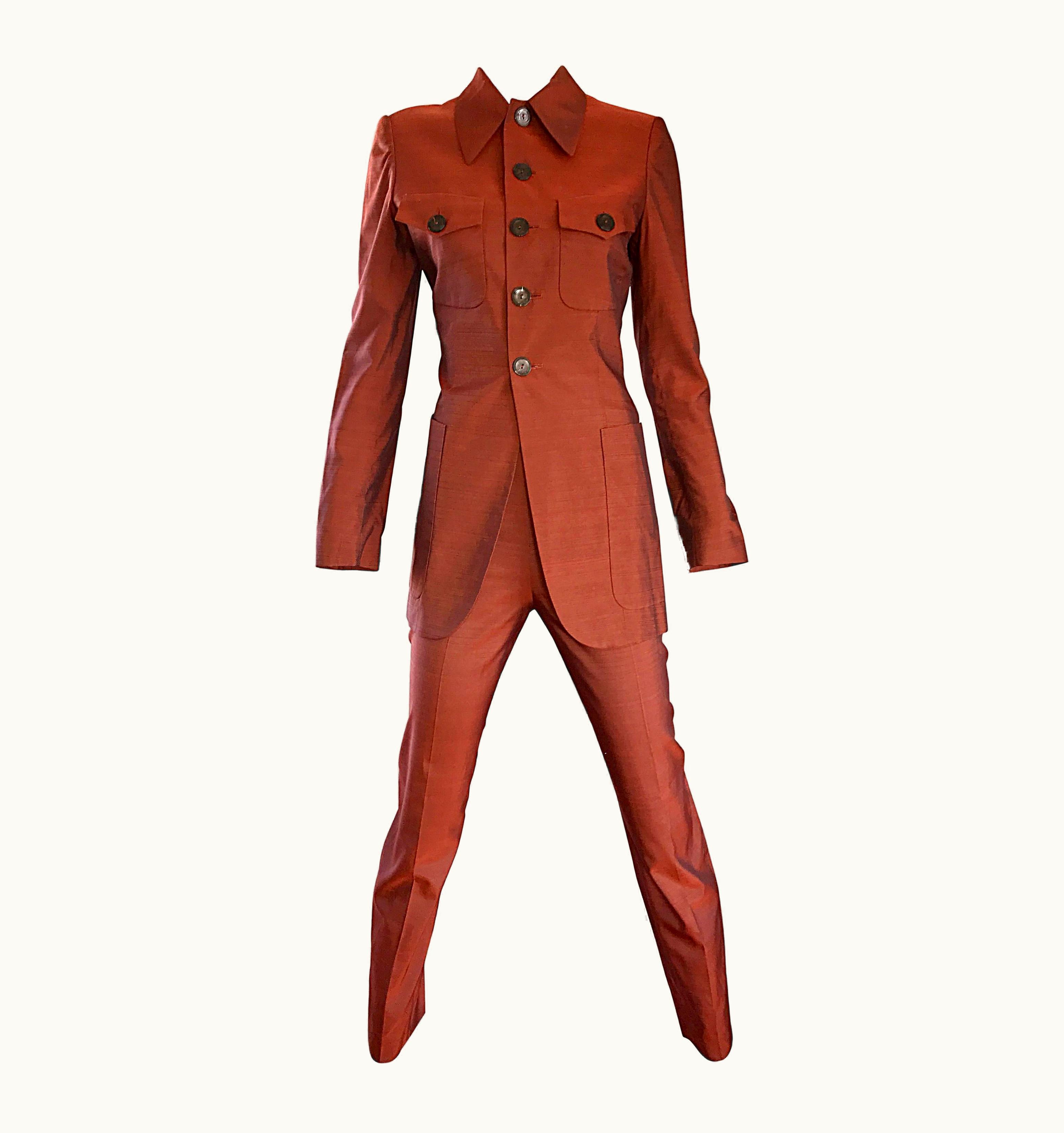 Jean-Paul Gaultier Jean Paul Gaultier Early 1990s Vintage Rust Burnt Orange Tailored Cigarette Suit