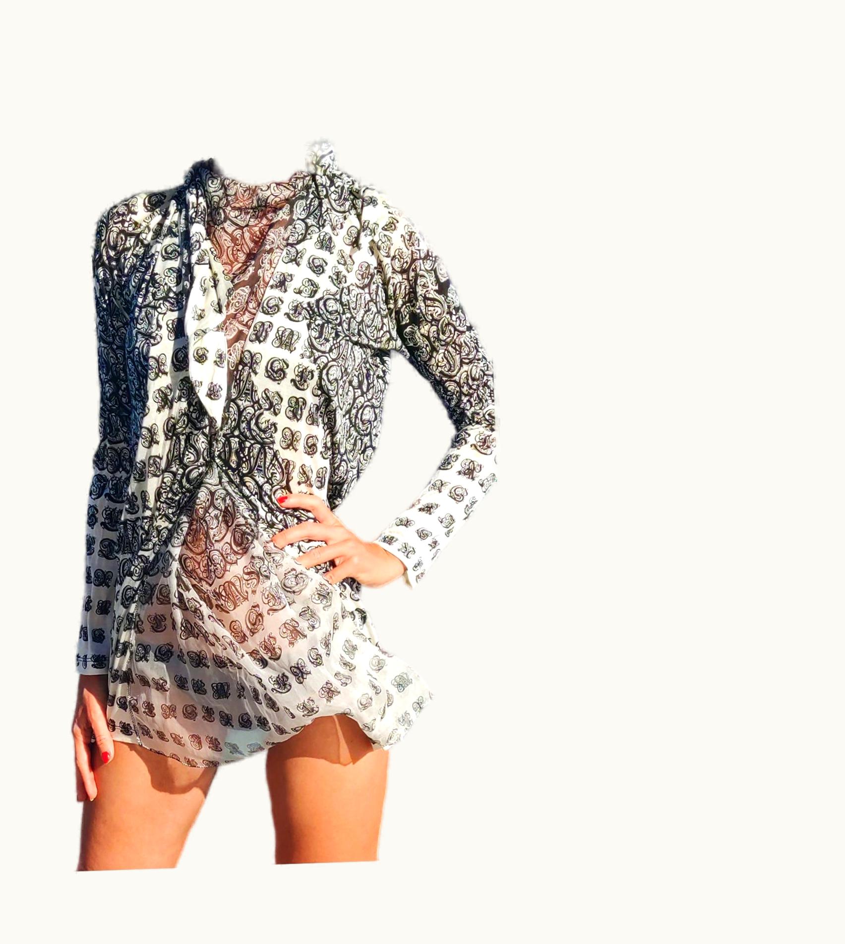 Jean-Paul Gaultier Jean Paul Gaultier 1994 Japanese Letter Text Junior Symbol Couture Wrap Dress