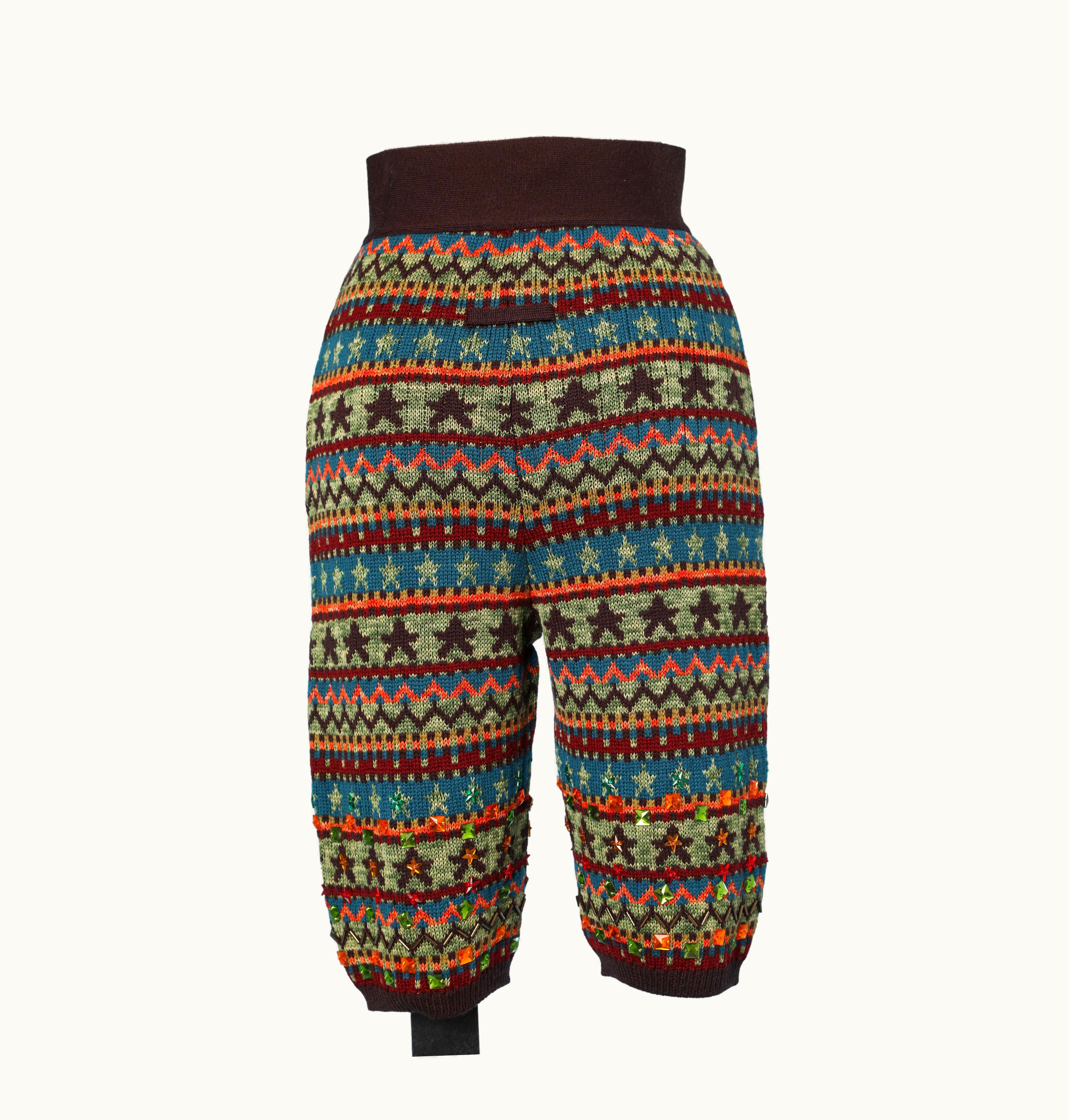 Jean-Paul Gaultier Knitted Jacquard Bermuda With Beads Jean-Paul Gaultier For Bergdorf Goodman