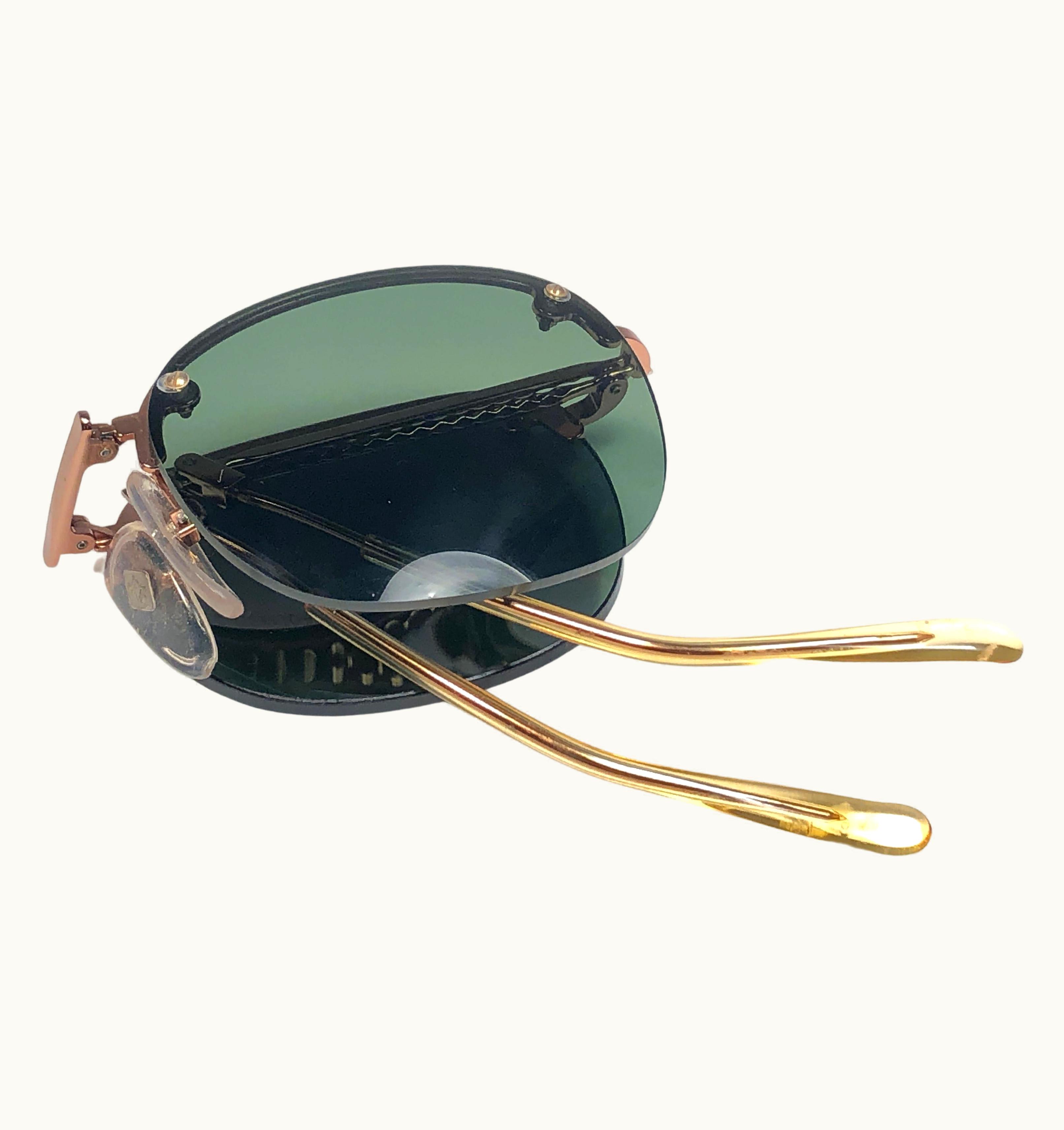 Jean-Paul Gaultier Jean Paul Gaultier 58 0171 Half Frame RoseGold Folding Sunglasses 1990Japan