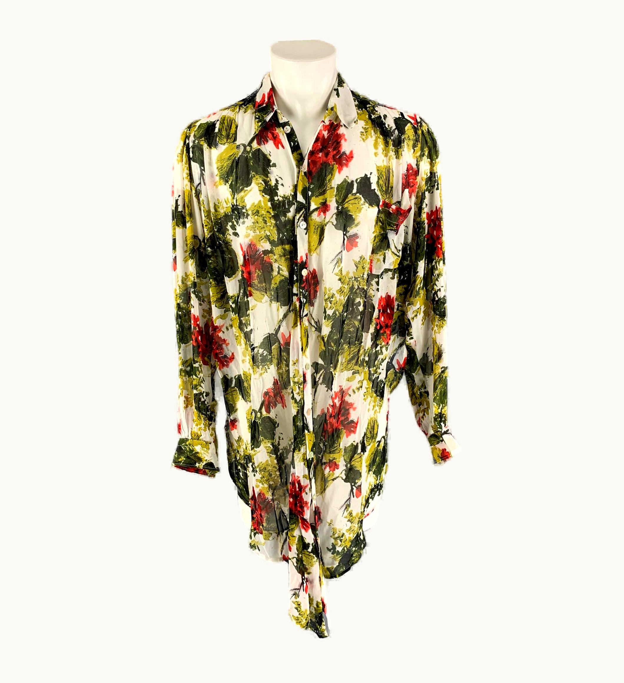 Jean-Paul Gaultier Jean Paul Gaultier Multi-Color Abstract Floral Long Sleeve Shirt
