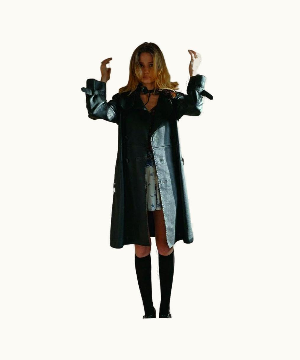 Jean-Paul Gaultier Vintage Jean Paul Gaultier Femme Black Leather Trench Coat Purple Silk Line