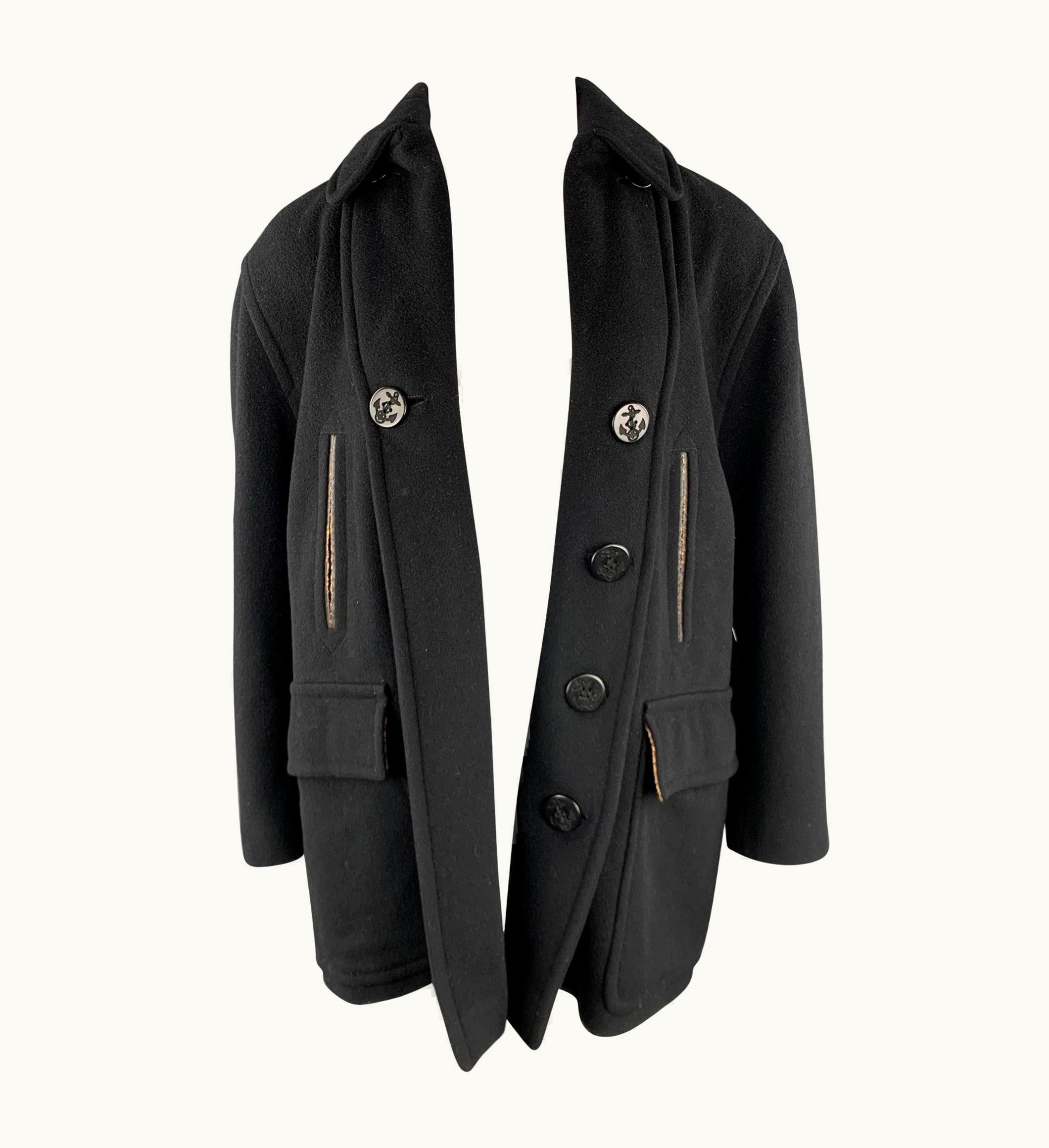 Jean-Paul Gaultier Jean Paul Gaultier Classique Black Wool Blend Open Front Coat