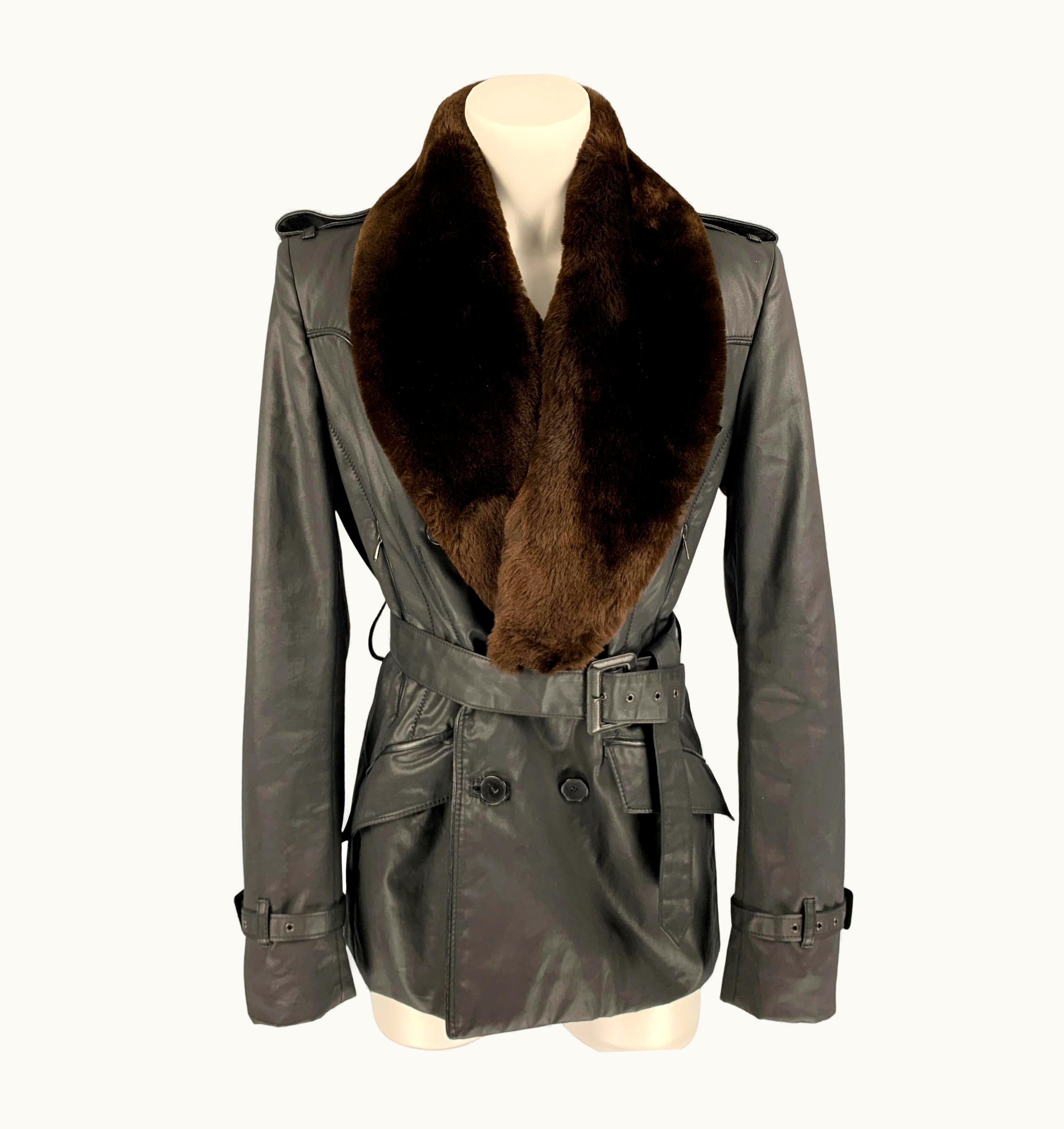 Jean-Paul Gaultier Jean Paul Gaultier Black Coated Cotton Belted Double Breasted Jacket