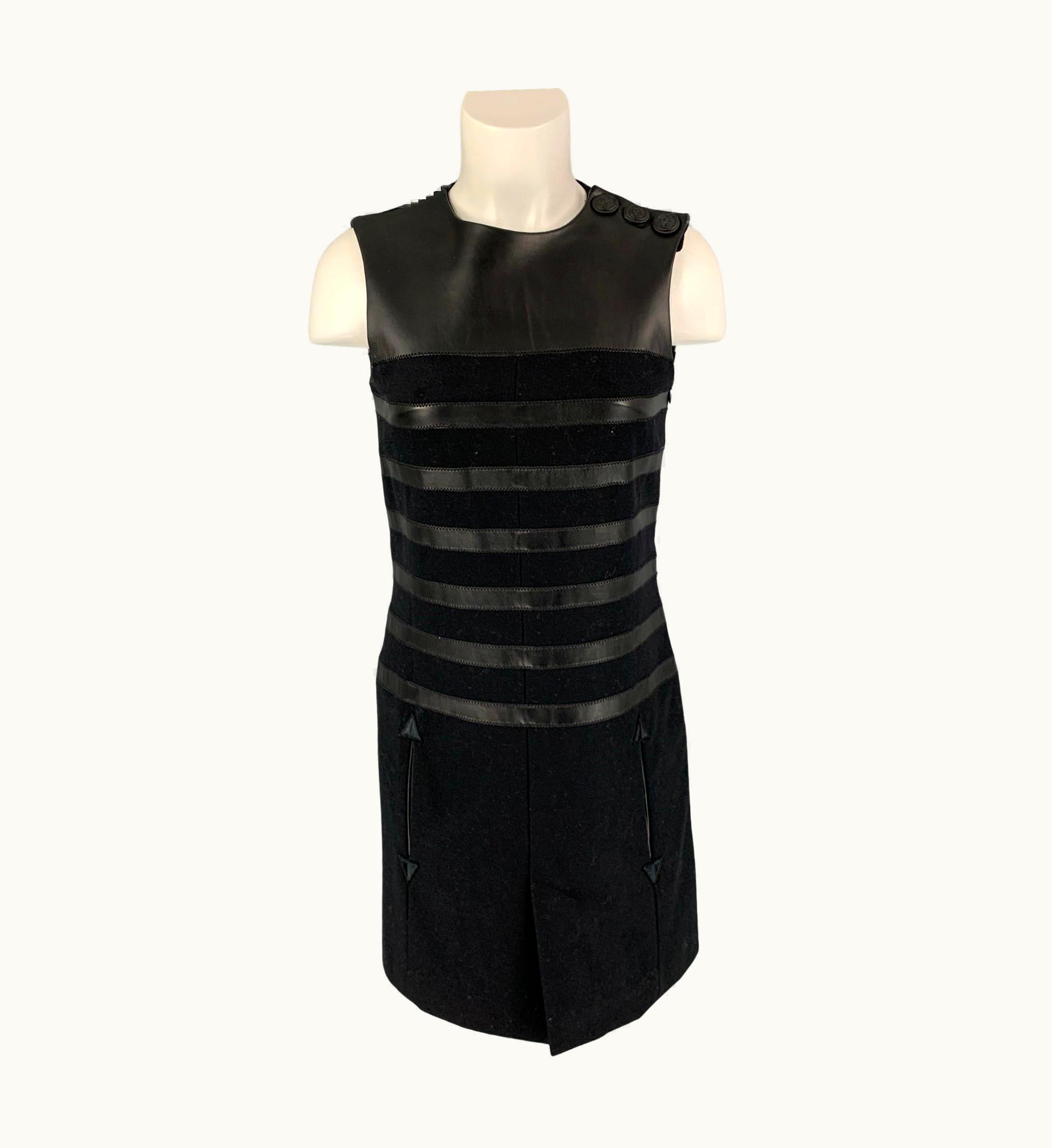 Jean-Paul Gaultier Jean Paul Gaultier Black Wool Blend Mixed Materials Shift Dress