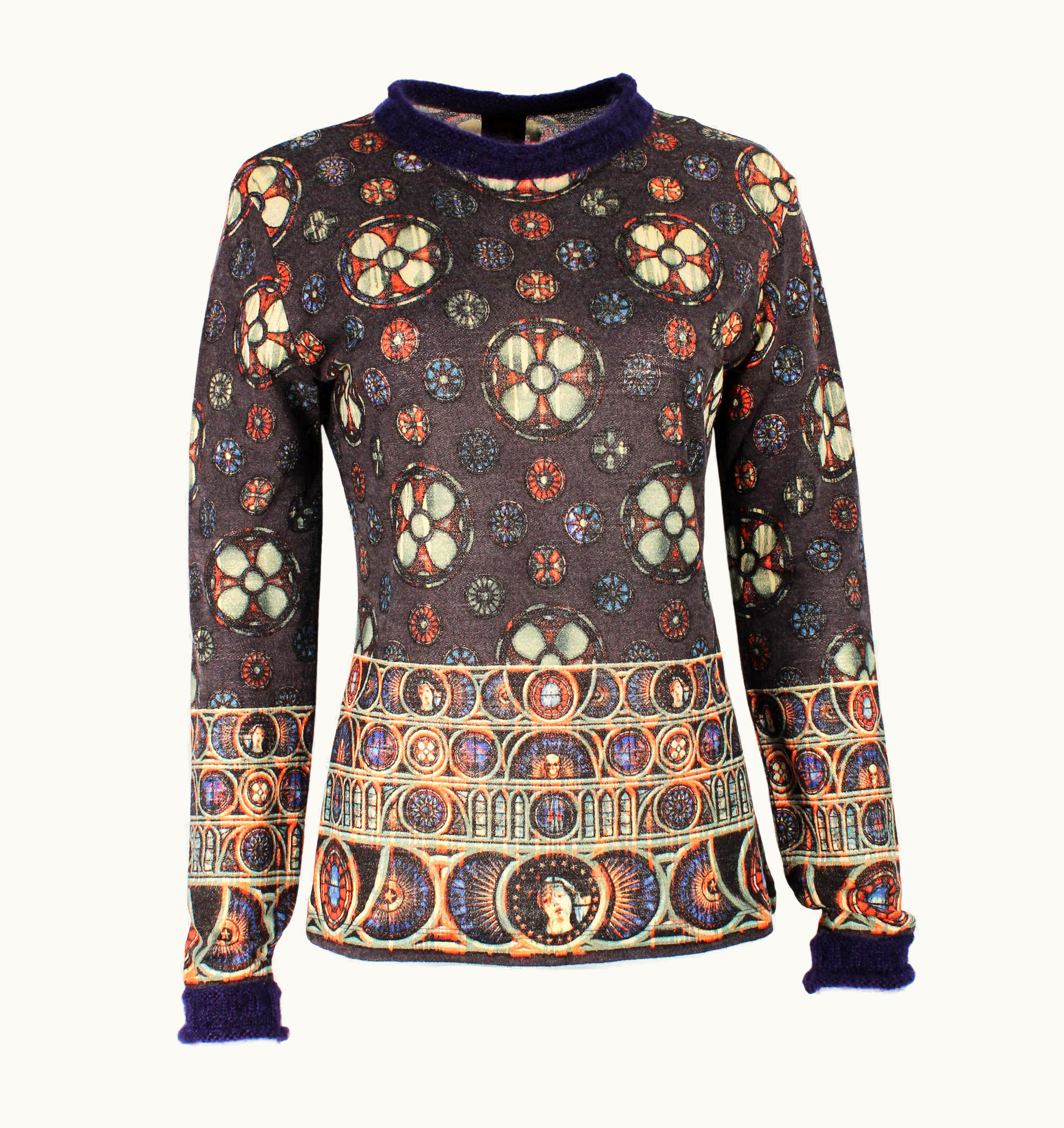 Jean-Paul Gaultier Jean Paul Gaultier Sweater Long Sleeve Top Abstract Lightweight Wool Knit
