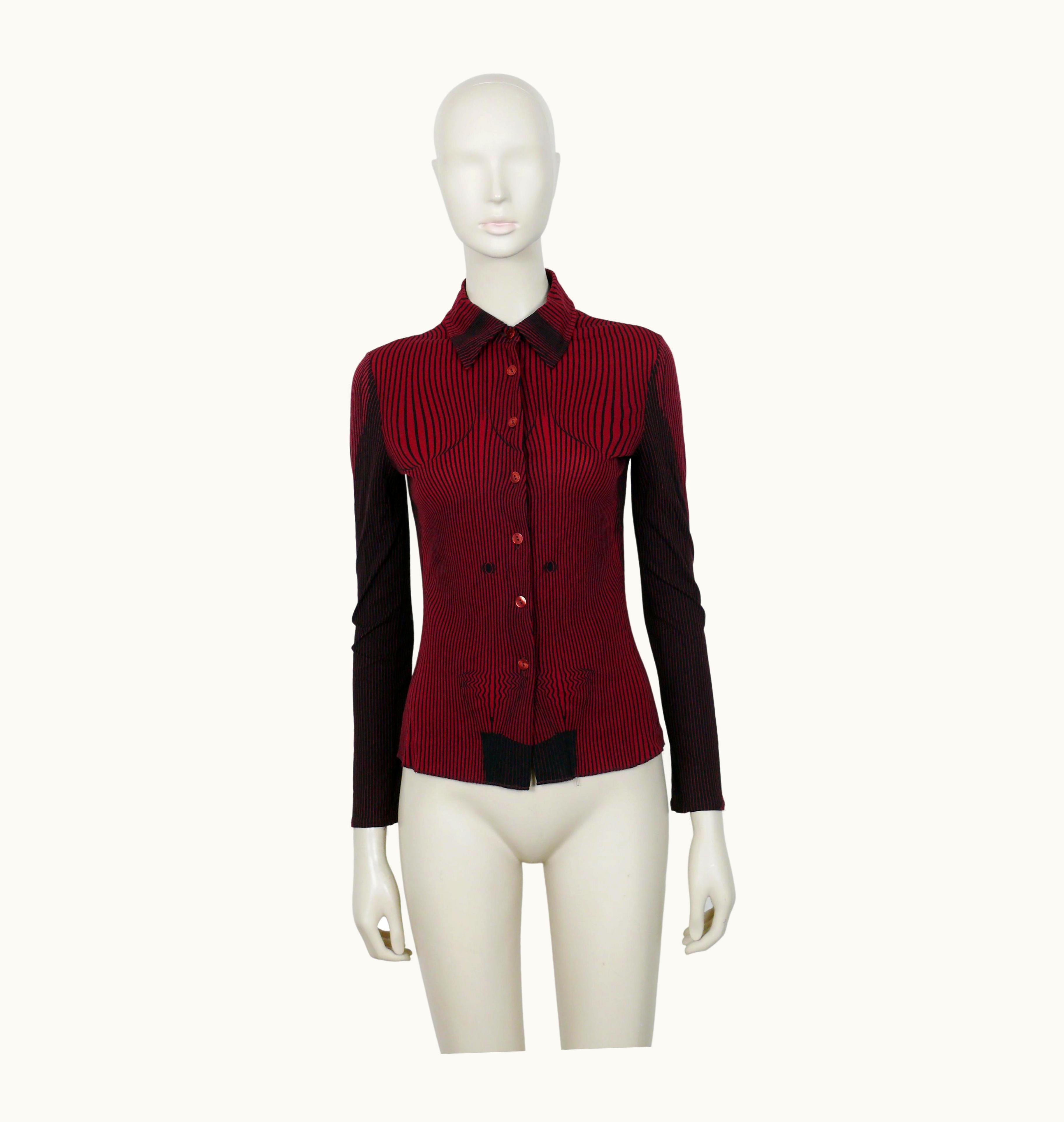 Jean-Paul Gaultier Jean Paul Gaultier Iconic Vintage Red Black Op Art Nude Torso Shirt