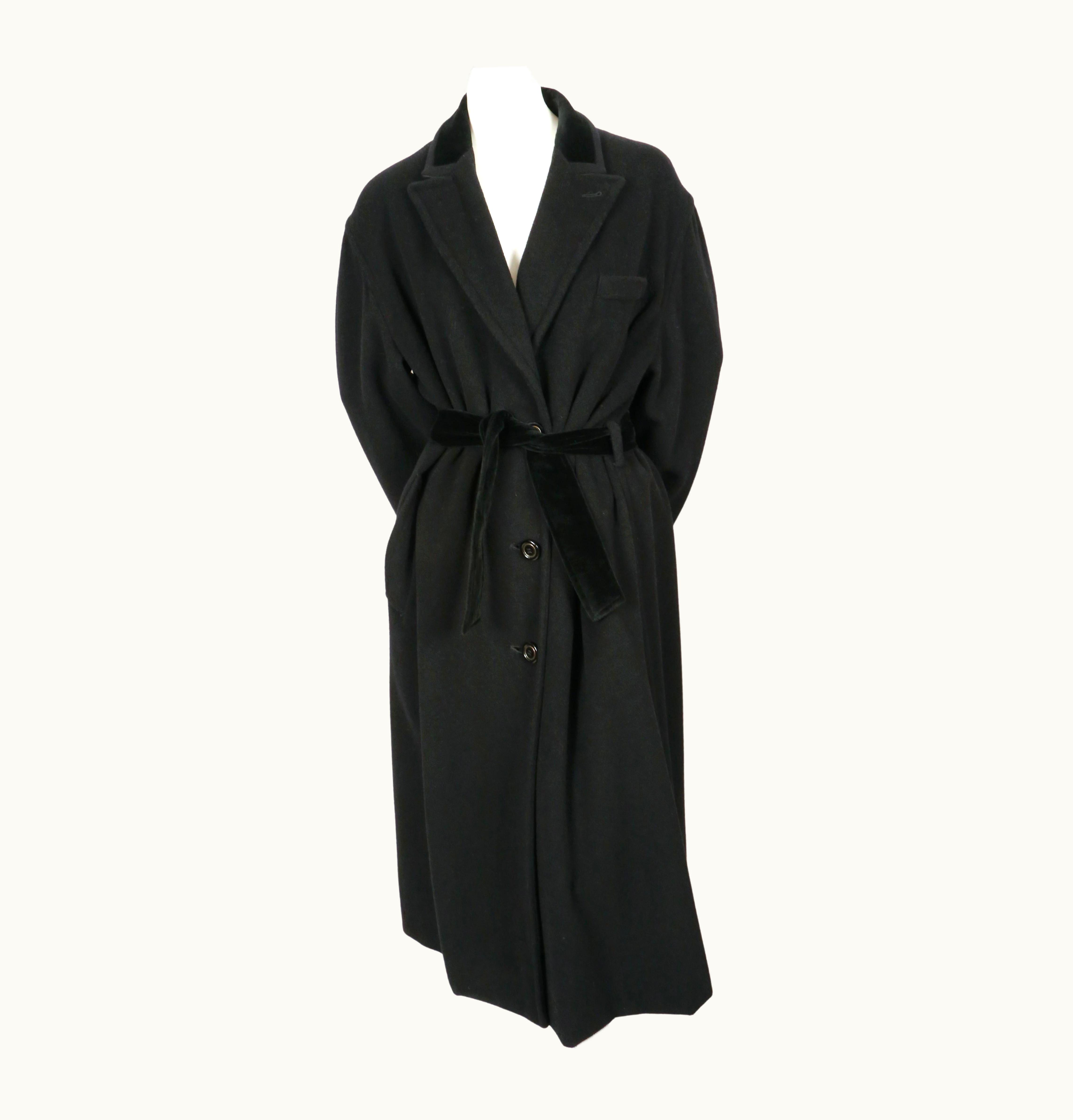 Jean-Paul Gaultier 1998 Jean Paul Gaultier Black Mohair And Wool Coat With Velvet Trim