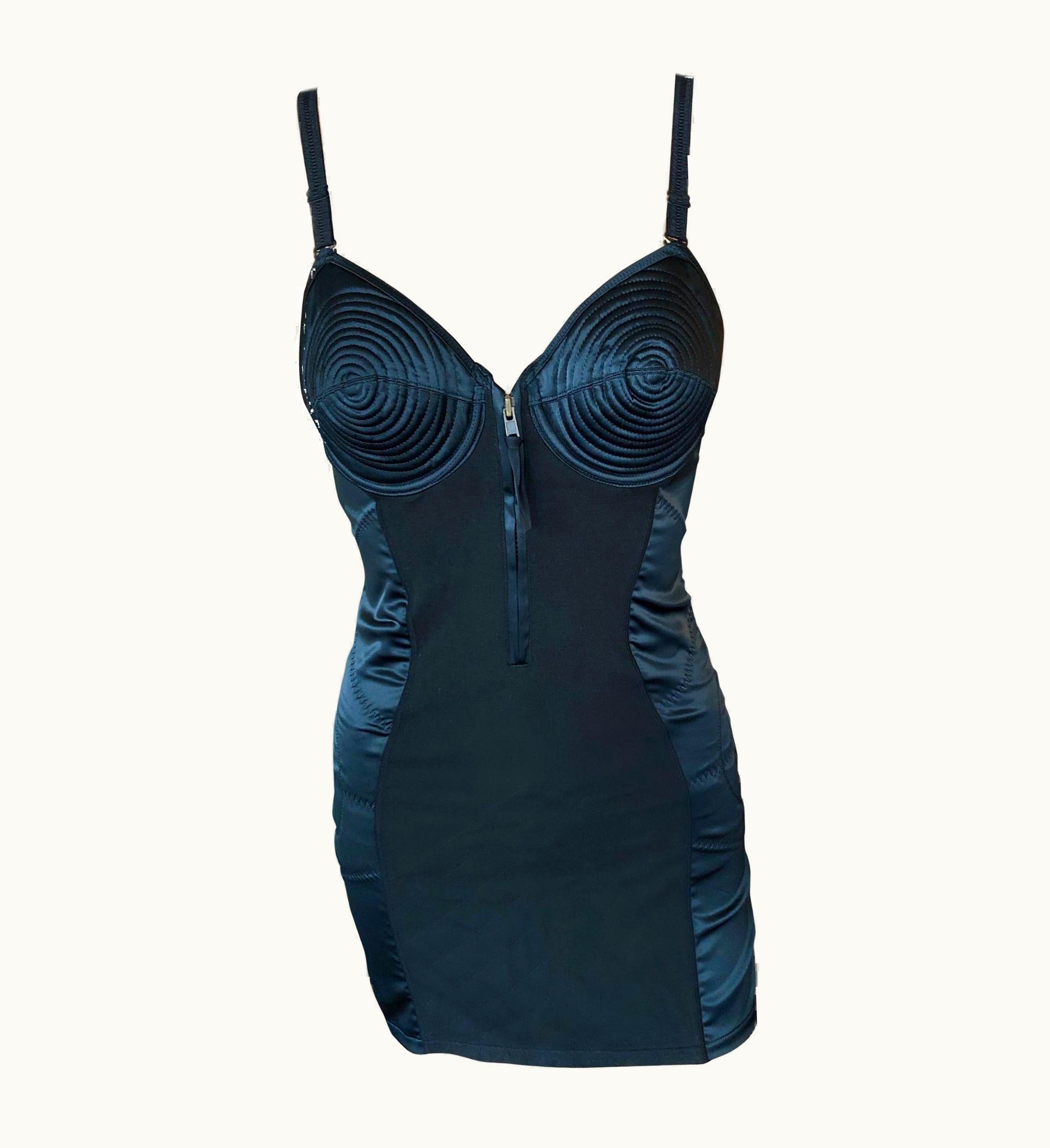 Jean-Paul Gaultier Jean Paul Gaultier 1990' Vintage Cone Bra Corset Bondage Black Mini Dress