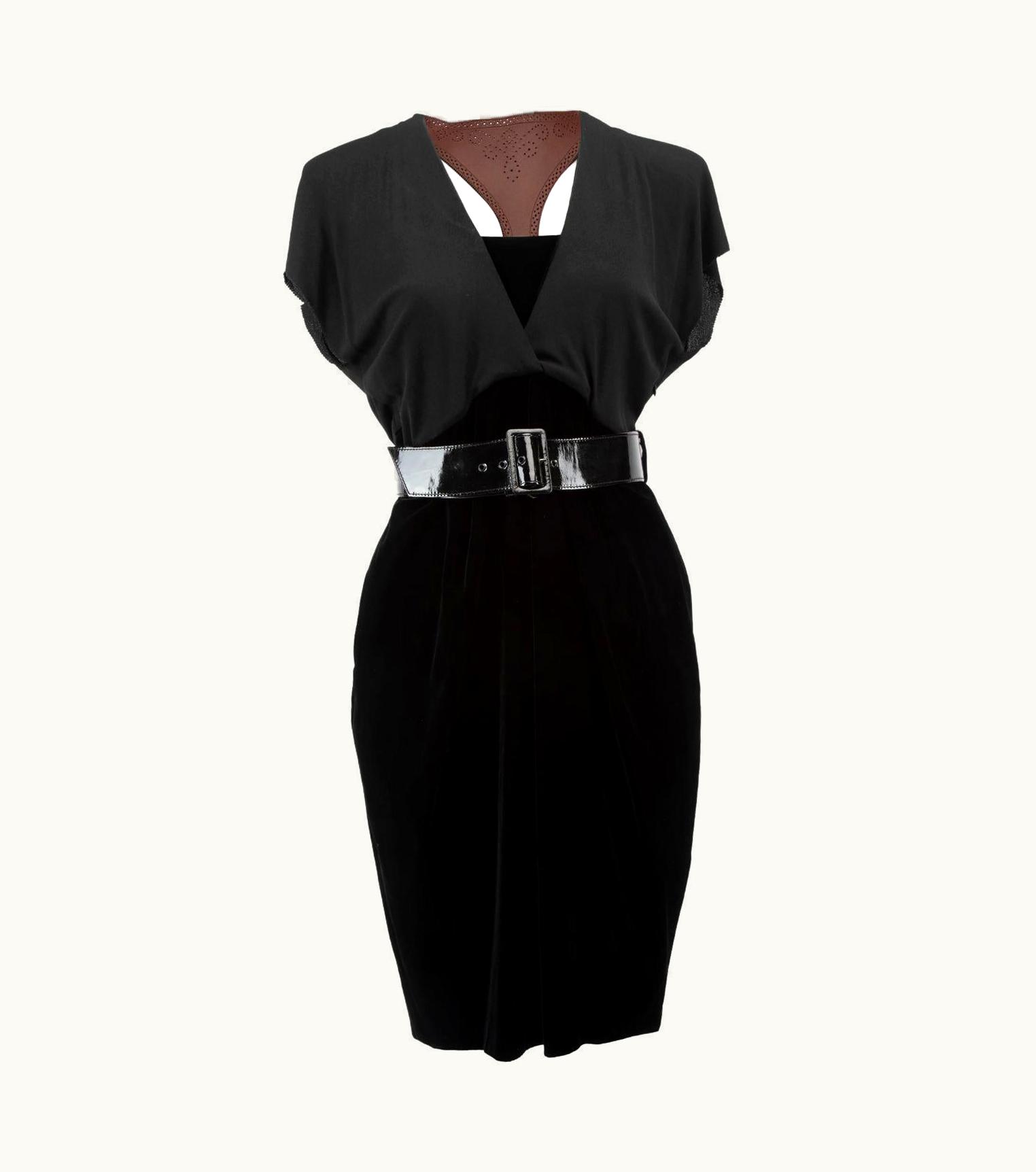 Jean-Paul Gaultier Jean Paul Gaultier Women' Black Velvet Dress With Leather Harness