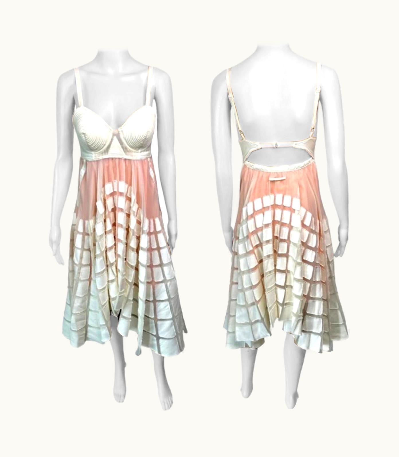 Jean-Paul Gaultier Jean Paul Gaultier S/S 2010 Runway Cone Bra Bustier Cutout Sheer Dress